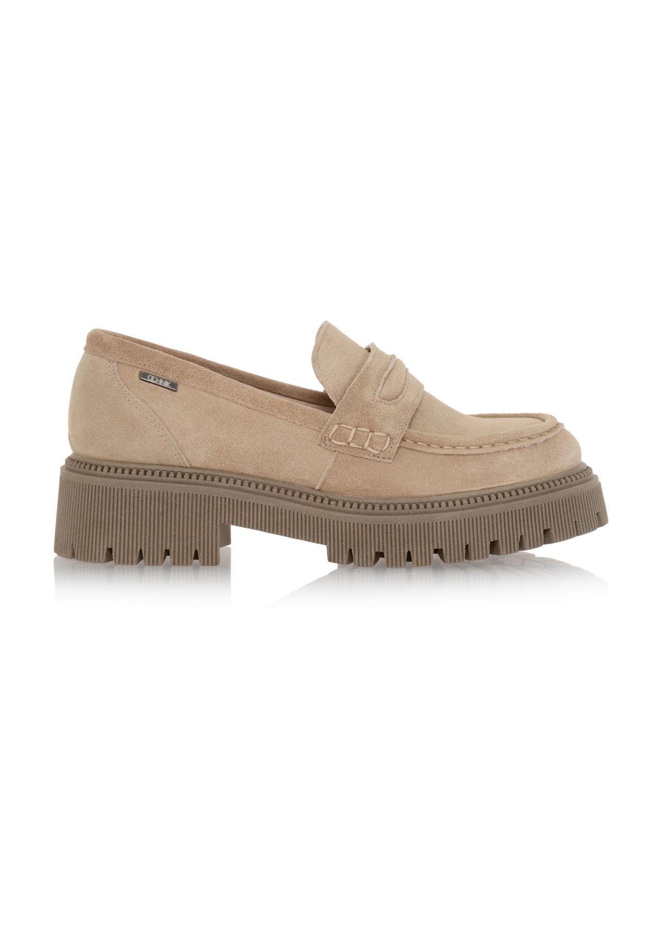 Skórzane welurowe loafersy damskie BUTYD-1034-81(Z23)-01