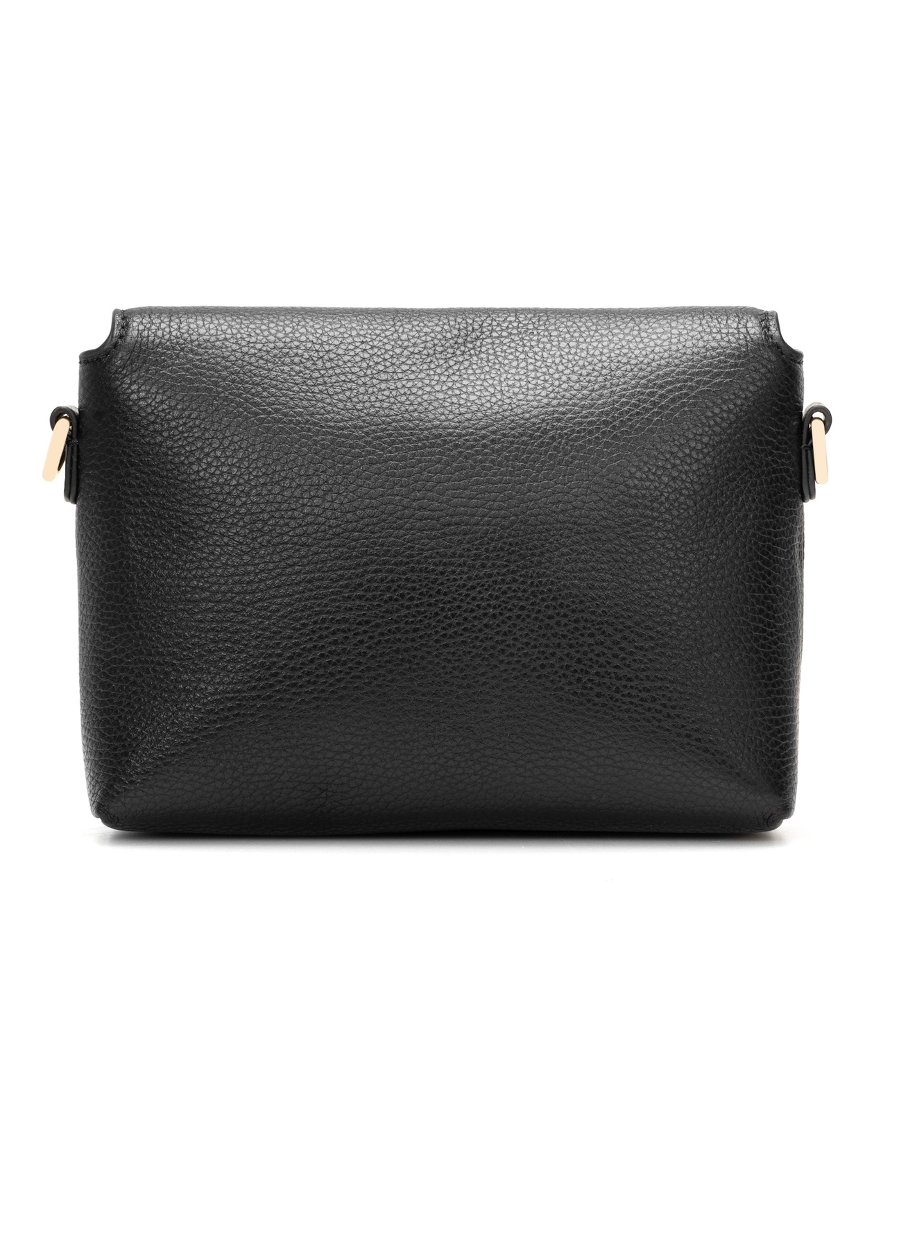 Mała skórzana torebka damska TORES-1278-9I(W26), widok produktu z tyłu na białym tle.