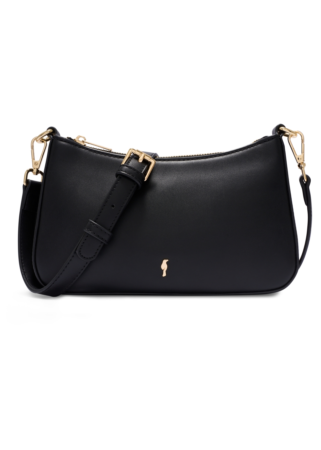 Czarna torebka damska na ramię TOREC-1189-99(W26) - widok produktu z przodu, na białym tle. 