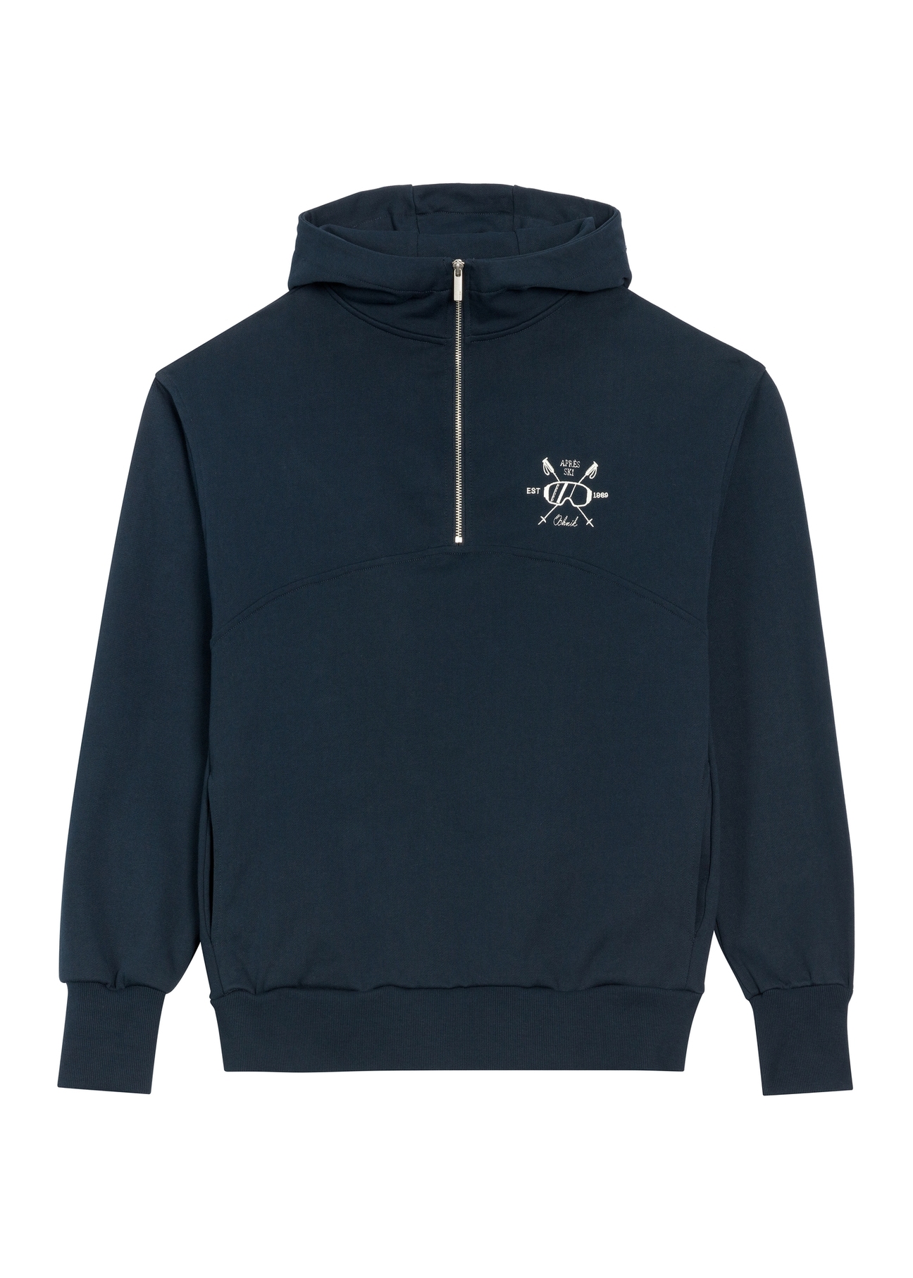 Ciemnogranatowa bawełniana bluza męska z kapturem BLZMT-0087-7E(Z26),widok produktu z przodu na białym tle.