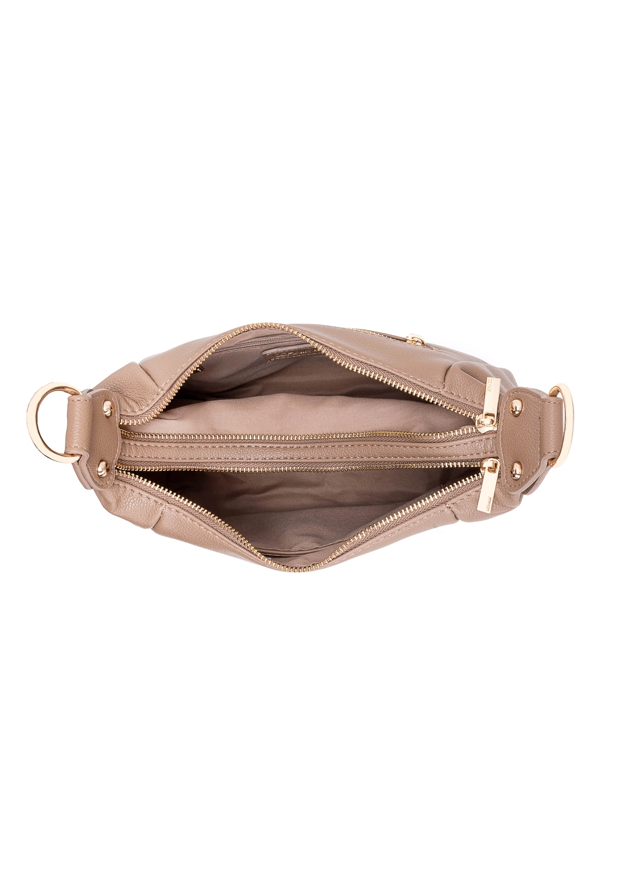 Torebka shopper na ramię w kolorze camelu TOREC-0885B-81(Z25), widok produktu od środka na białym tle.