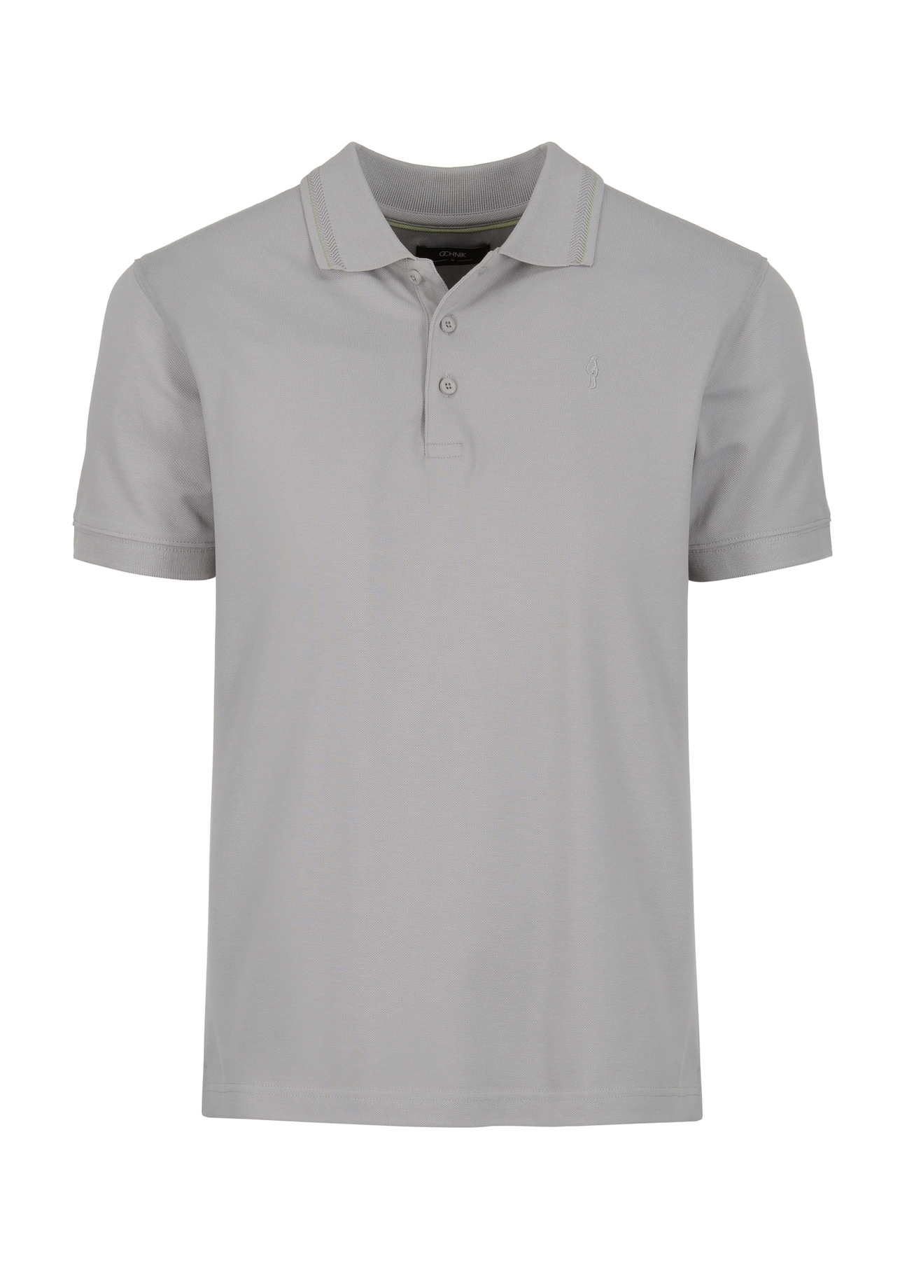 Szara koszulka polo z logo POLMT-0056-91(W23)-04