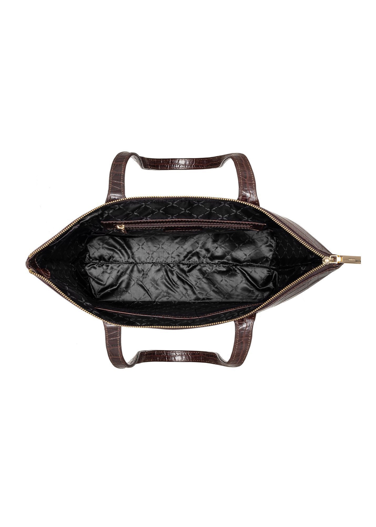 Damska brązowa torebka shopper skórzana TORES-0939E-1H(W26), widok produktu w środku na białym tle.