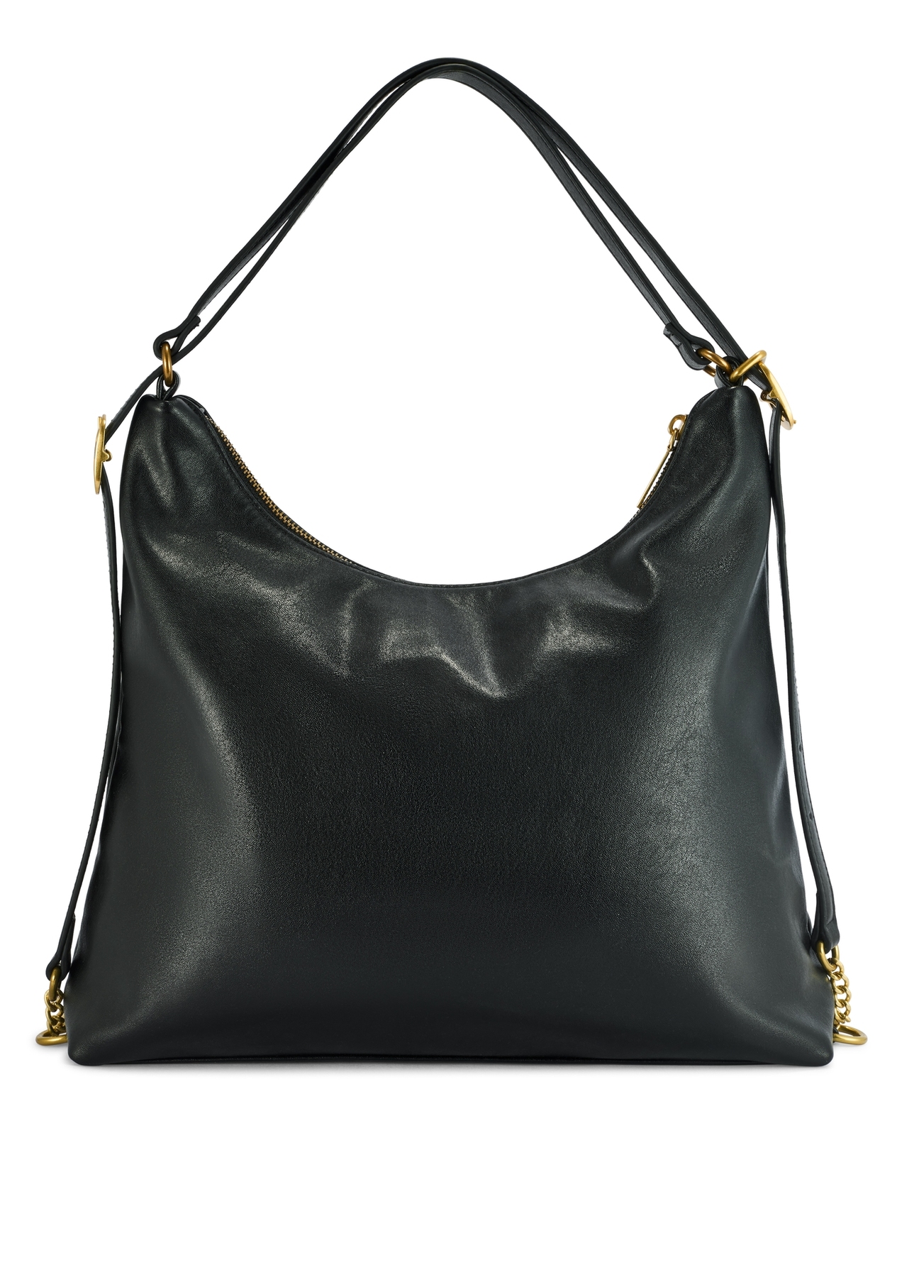 Czarna torebka damska shopper TOREC-1083-99(Z25), widok produktu od tyłu na białym tle.