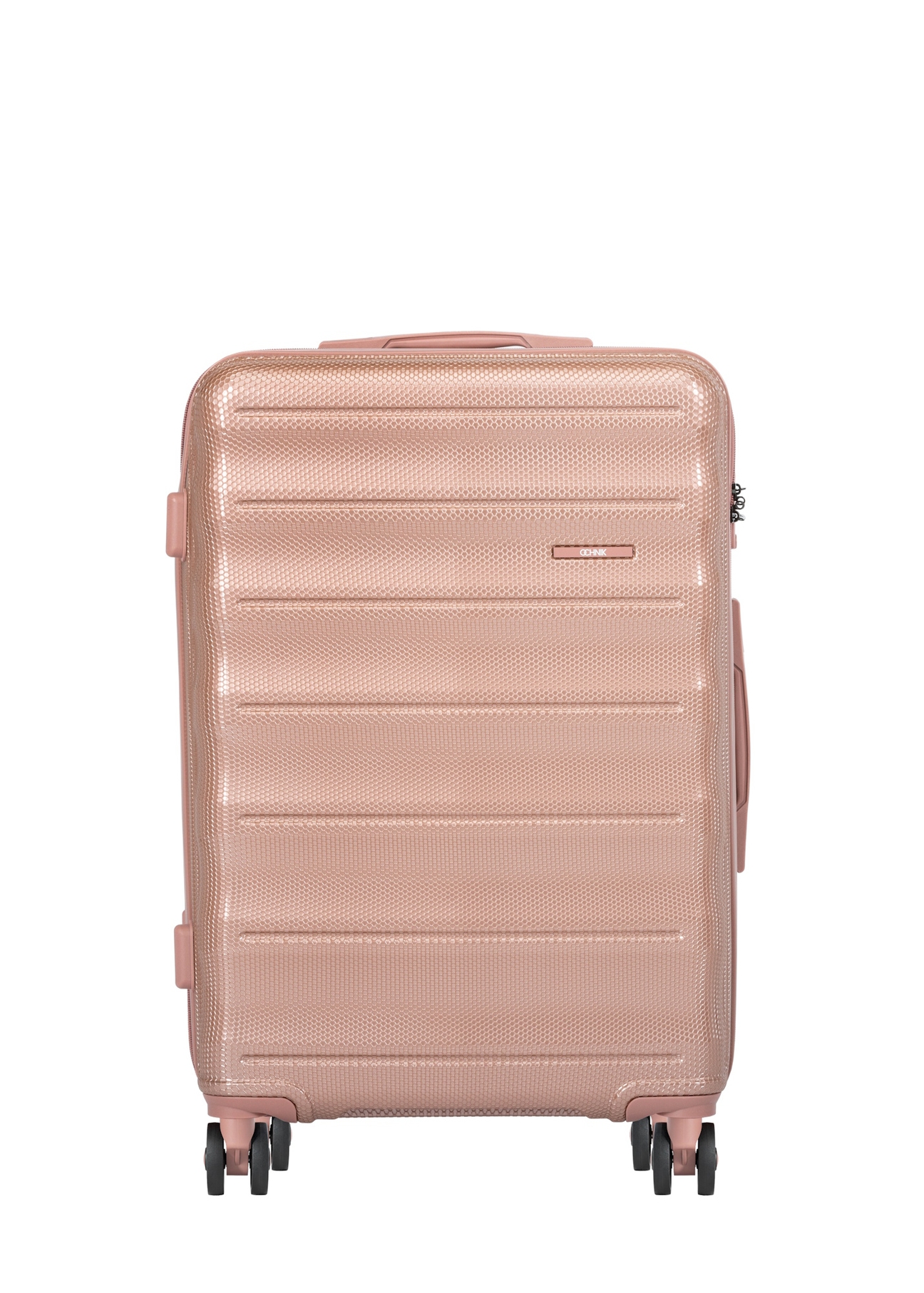 Walizka średnia na kółkach WALPC-0015-5B-24(W26), widok produktu z przodu na białym tle.