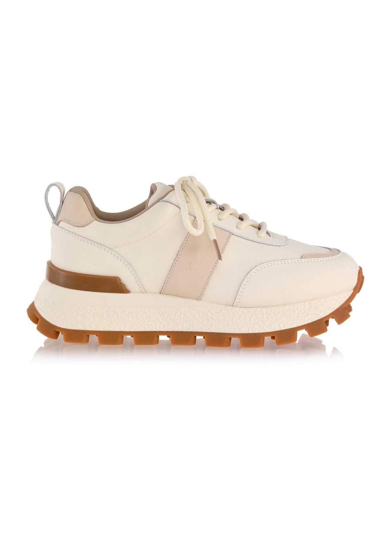 Beige leather women's sneakers BUTYD-1142-81(Z24)-03