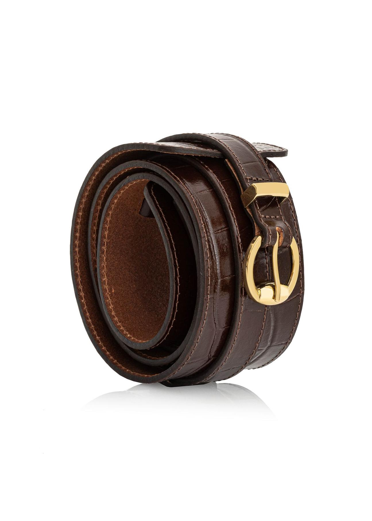 Brown leather women's belt 2in1 PASDS-0314-89(Z24)-02