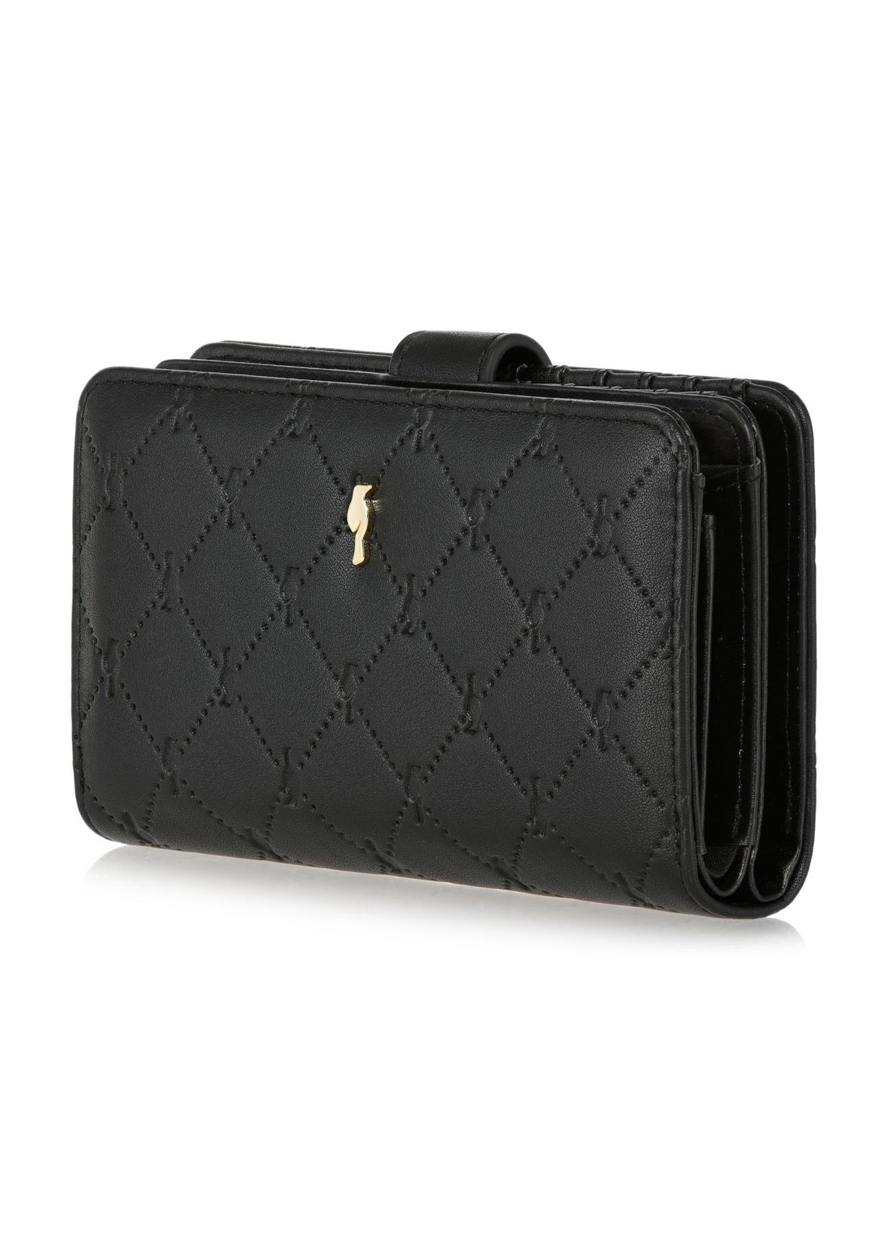 Black women's wallet with embossed pattern POREC-0391-99(Z24)-02