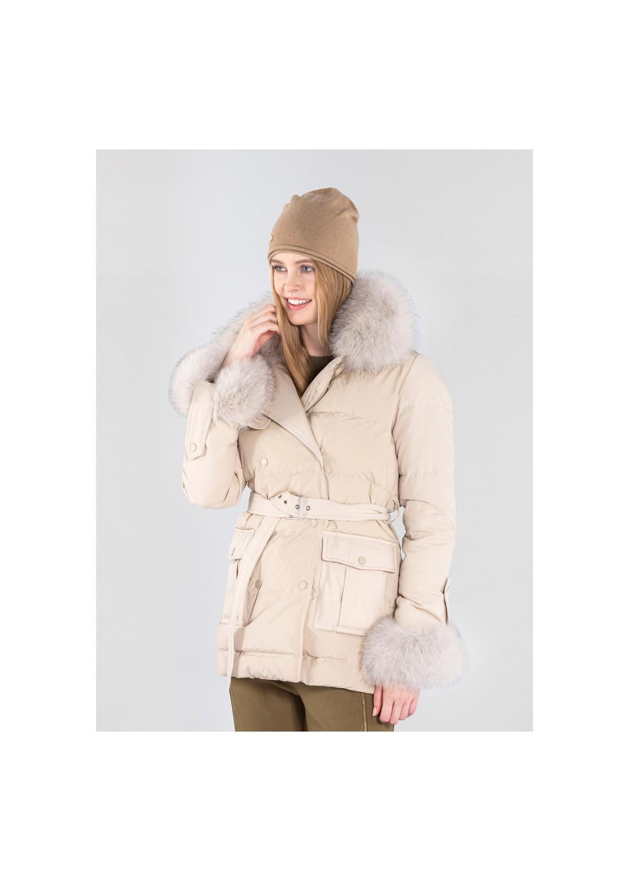 Beżowa zimowa kurtka damska KURDT-0273-81(Z20)