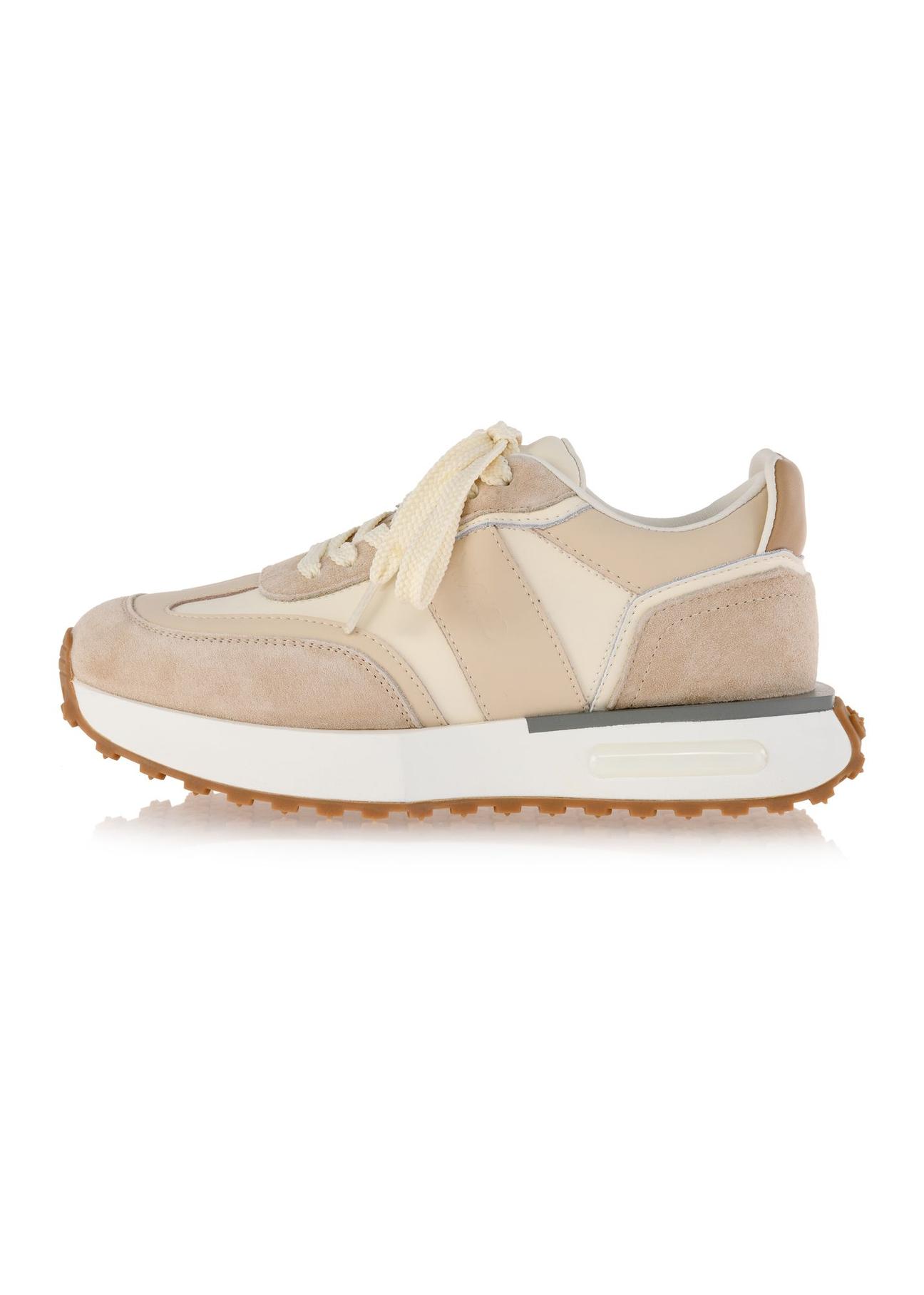 Beige women's leather sneakers BUTYD-1141-81(Z24)-05