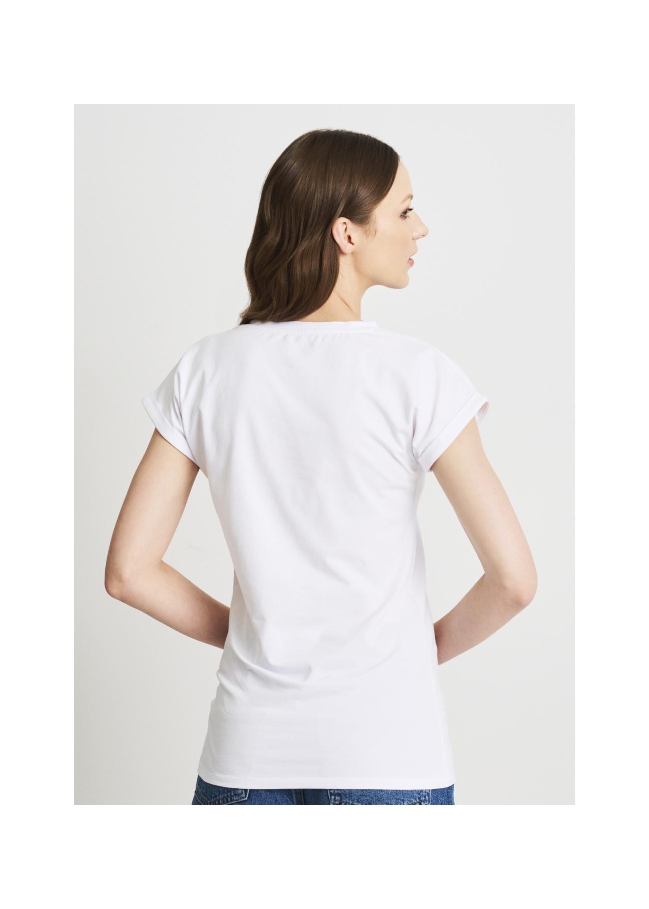 Biały T-shirt damski z wilgą TSHDT-0097-11(W22)-05