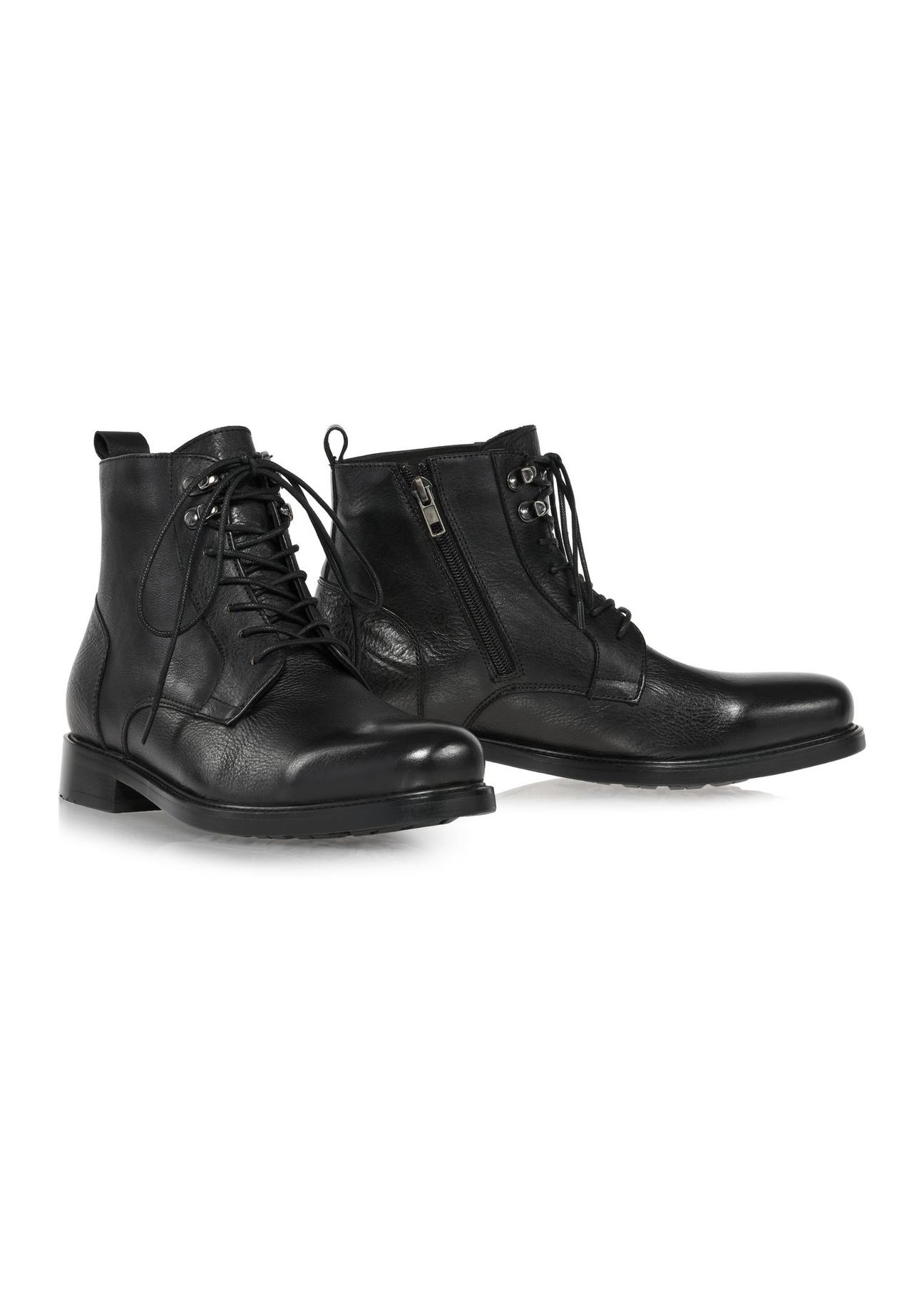 Black leather men's boots BUTYM-0469-99(Z24)-04