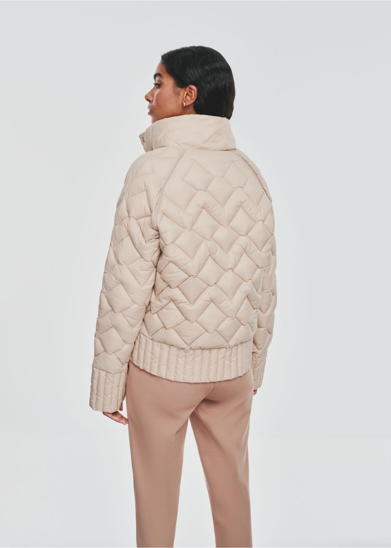 Beige quilted transitional women's jacket KURDT-0571-81(Z24) pic. 4