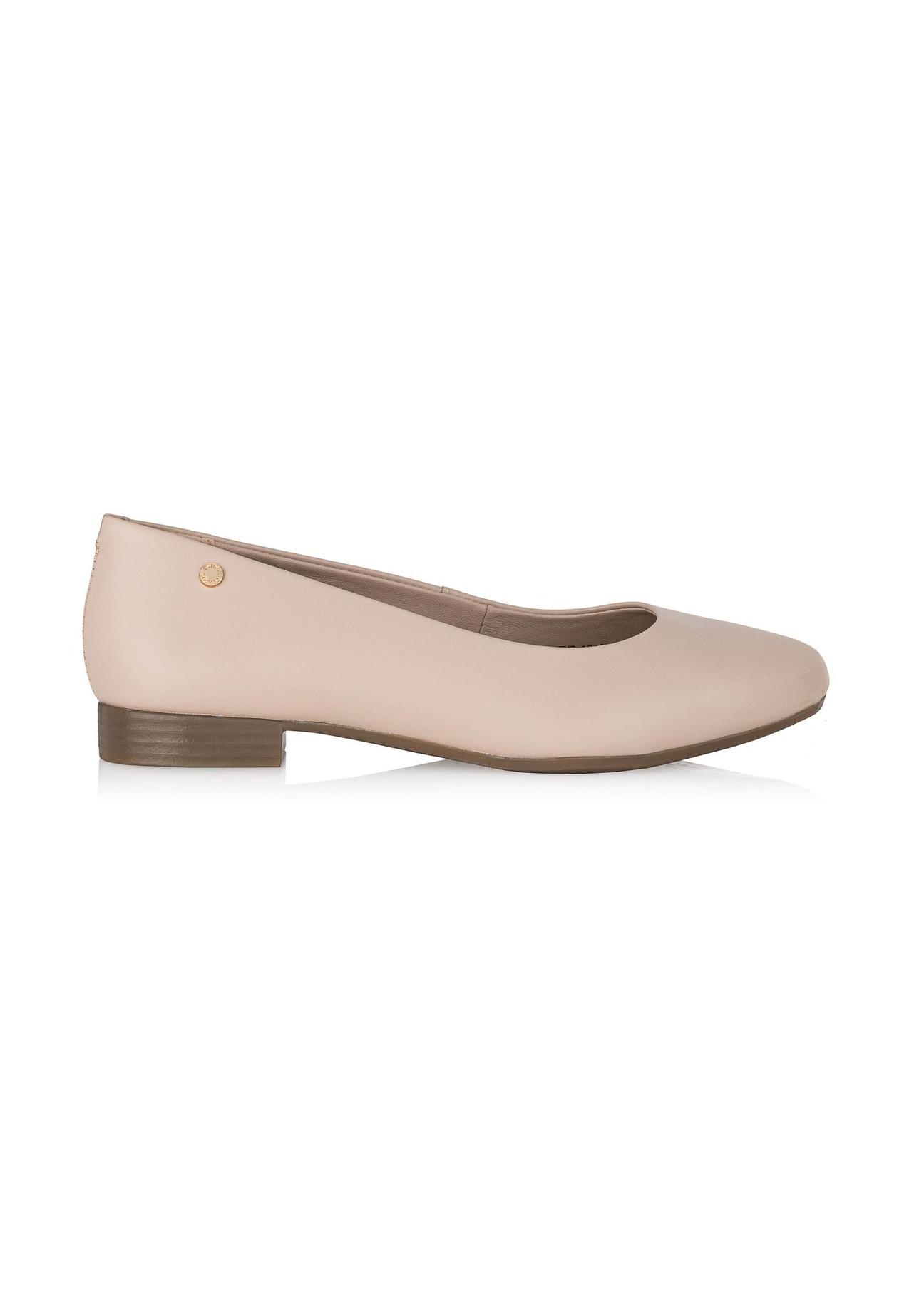 Beige leather women's ballerinas BUTYD-1049A-81(Z24)-03