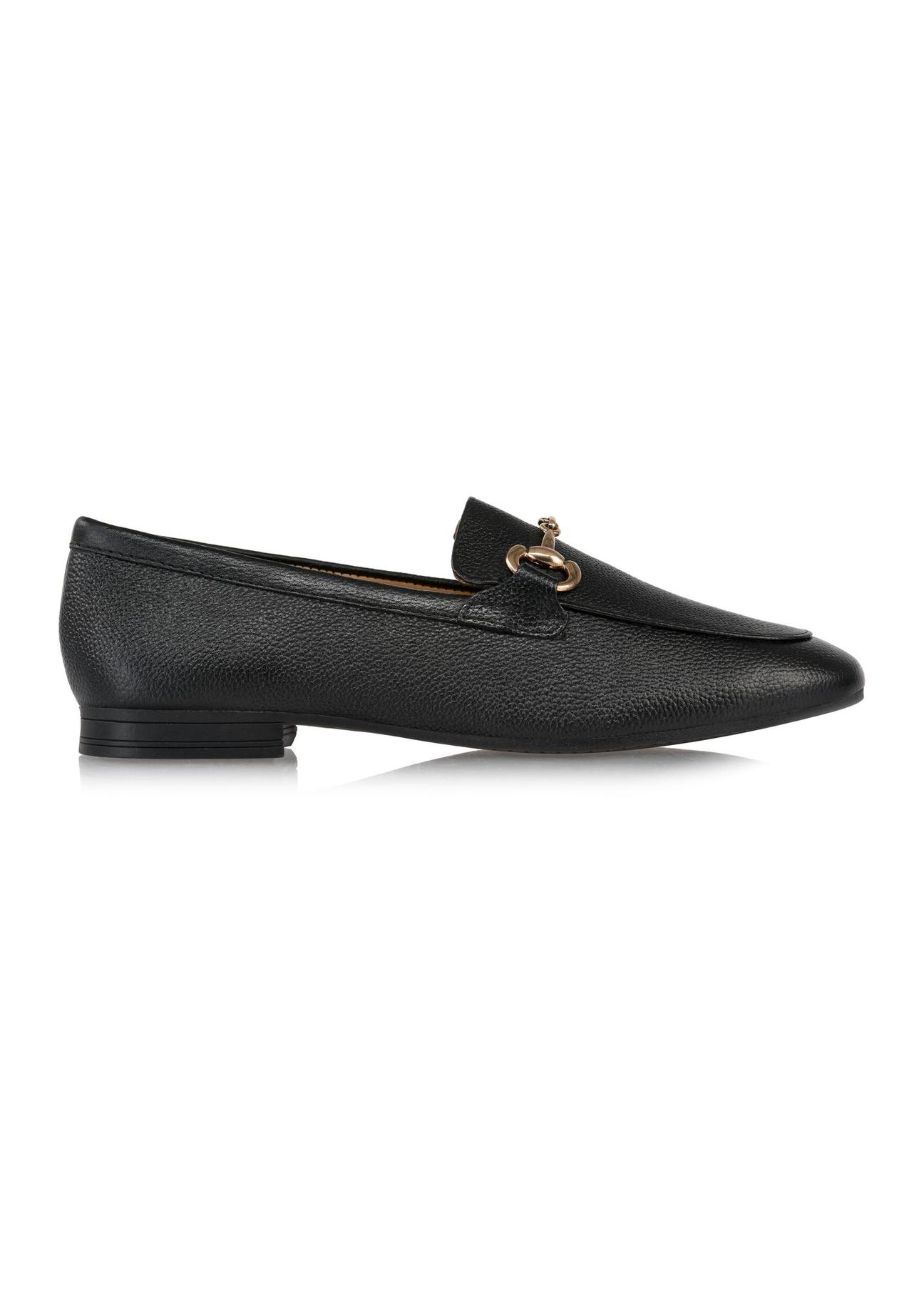 Black leather women's loafers BUTYD-1105-99(Z24)-01