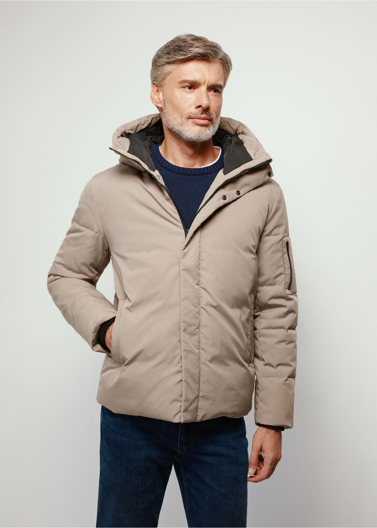 Men's beige jacket KURMT-0338-81(Z24)-01