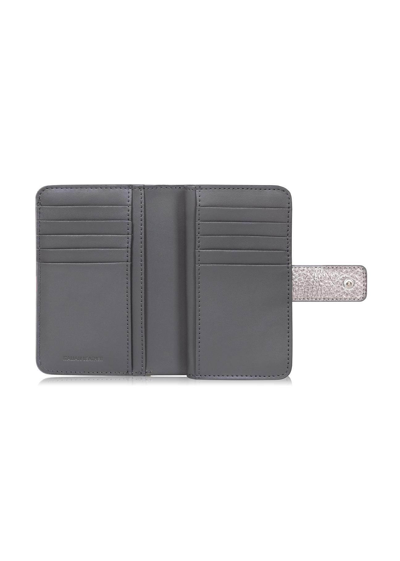 Srebrny skórzany portfel damski PORES-0874-92(Z23)
