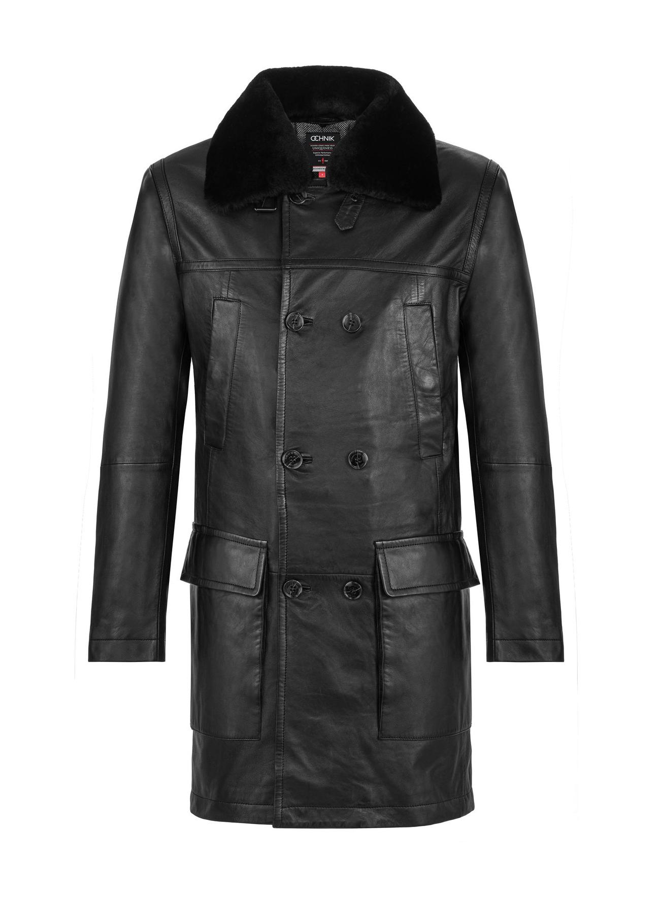 Black men's leather coat KURMS-0345-2745(Z24)-05