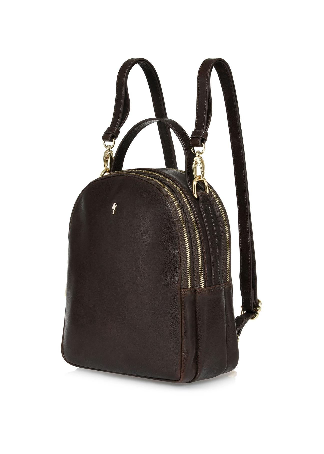 Brown leather women's backpack TORES-1048-89(Z24)-02