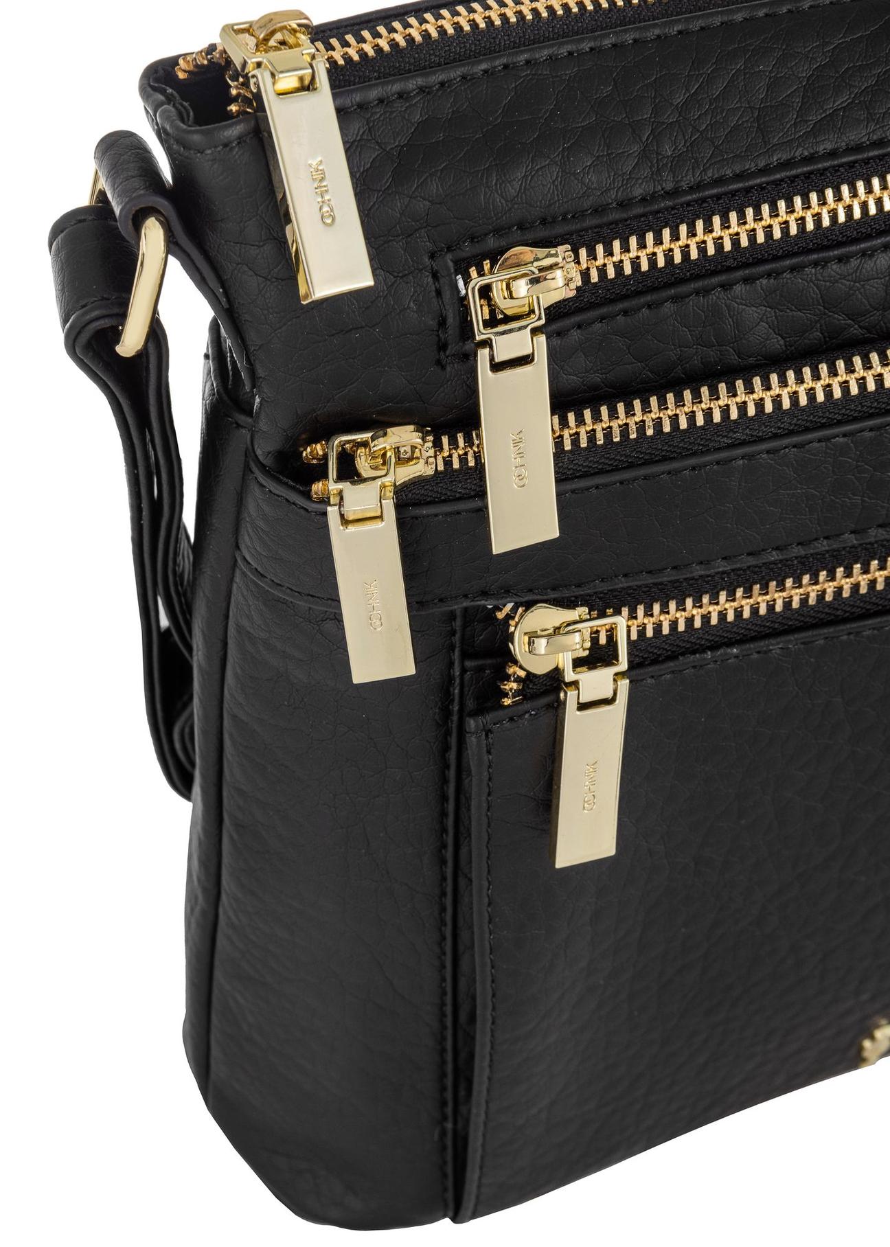 Black women's bag with zippers TOREC-0847A-99(Z24)