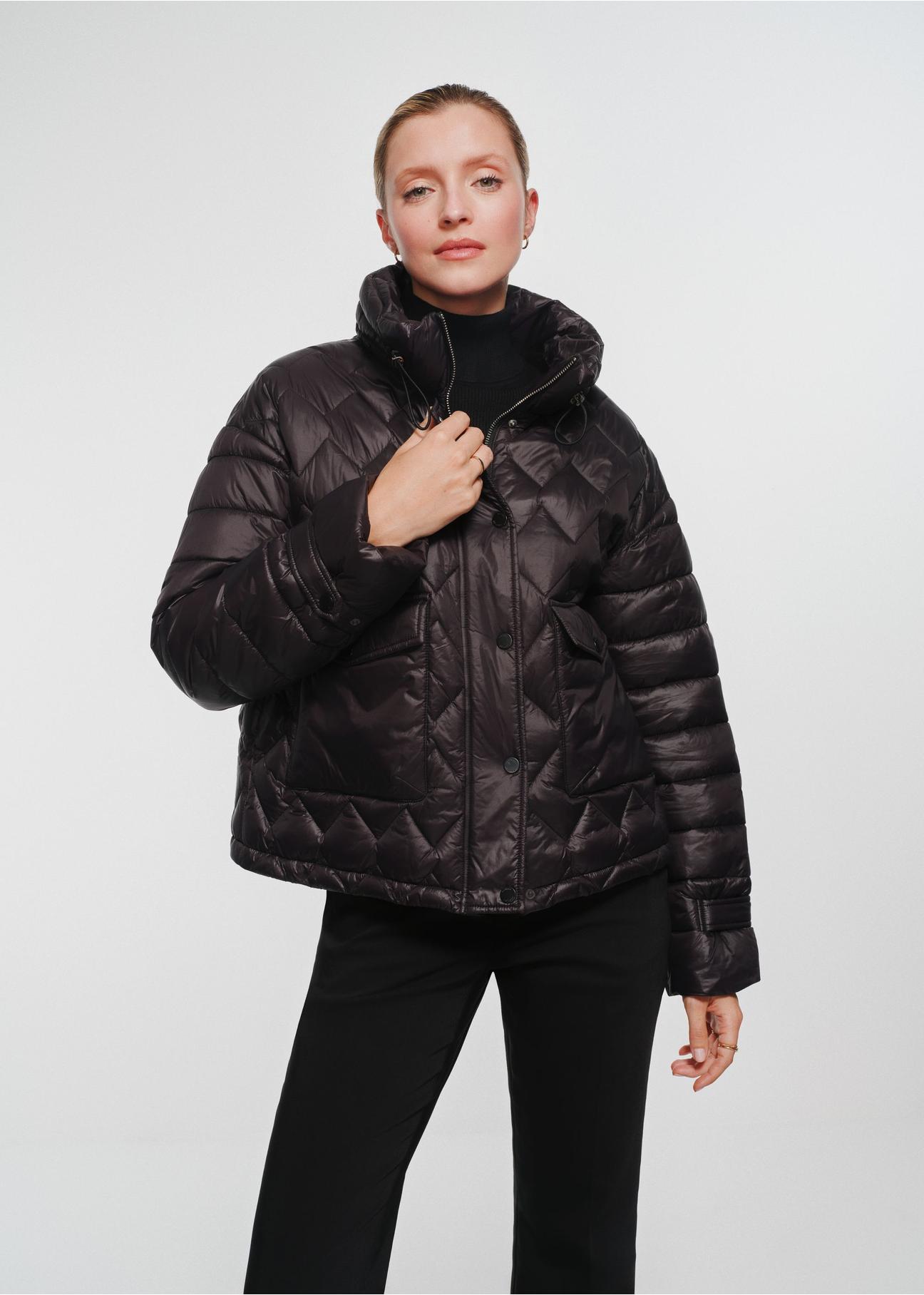 Quilted black insulated women's jacket KURDT-0537-99(Z24)-01