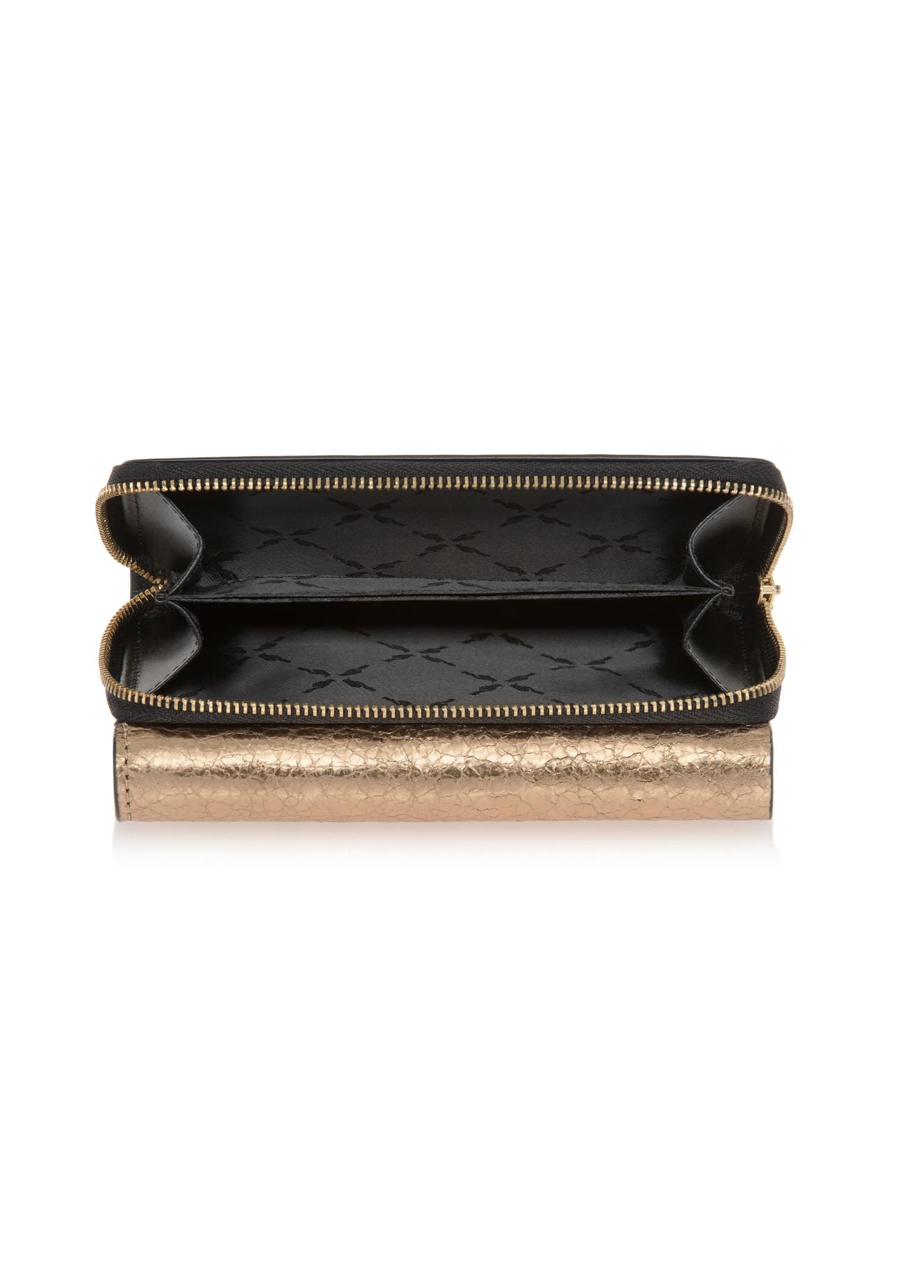 Złoty skórzany portfel damski PORES-0876-28(Z23)