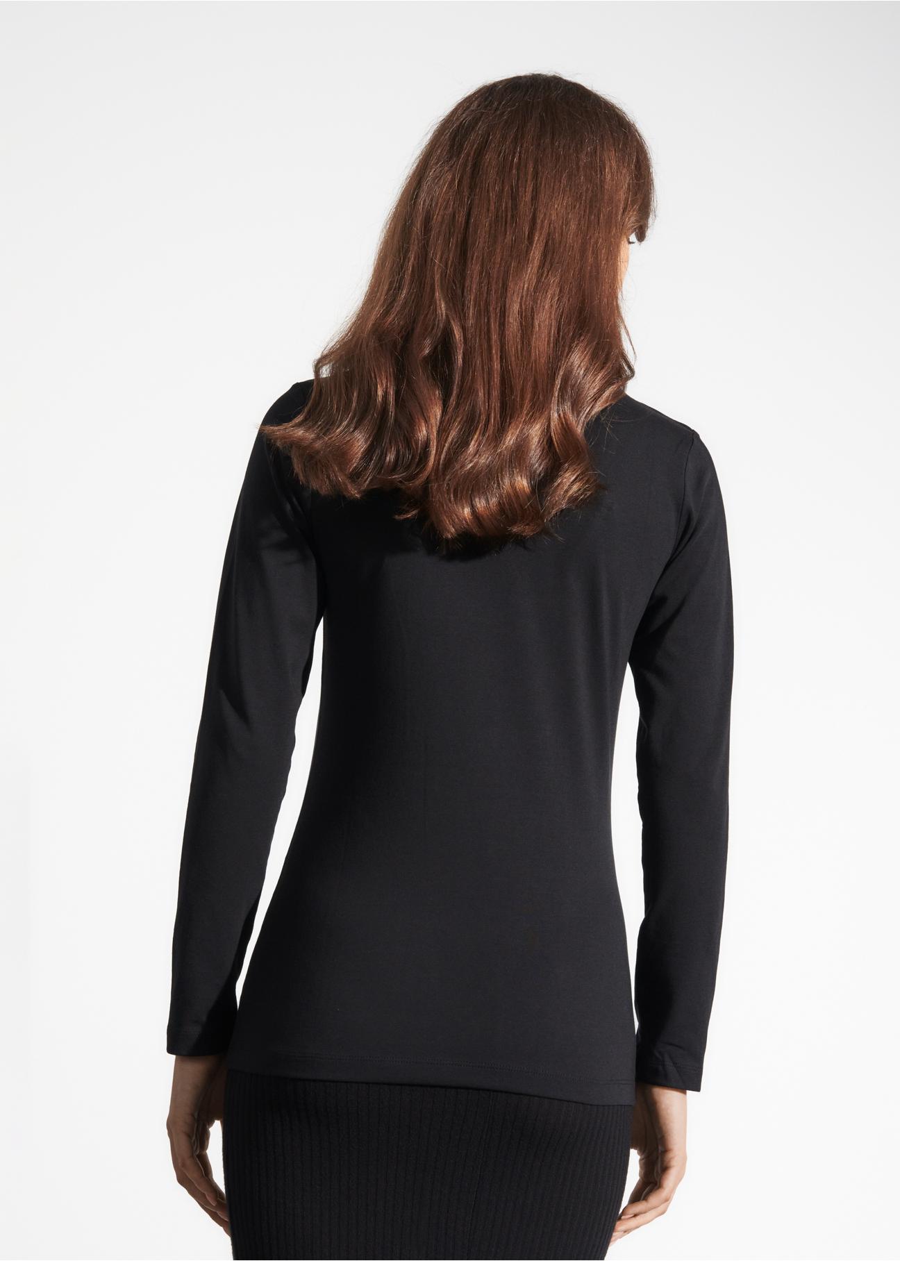 Czarna bluzka damska z długim rękawem LSLDT-0038-99(KS)