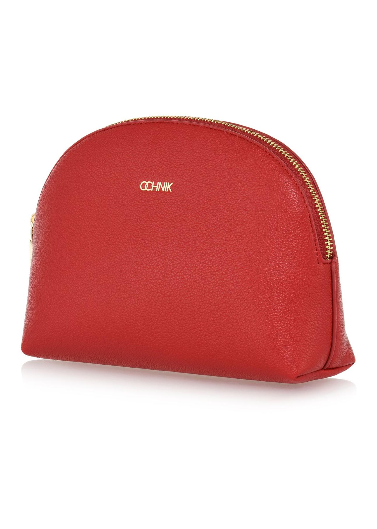 Red women's cosmetics bag made of imitation leather TOREC-0961-42(Z24)-03