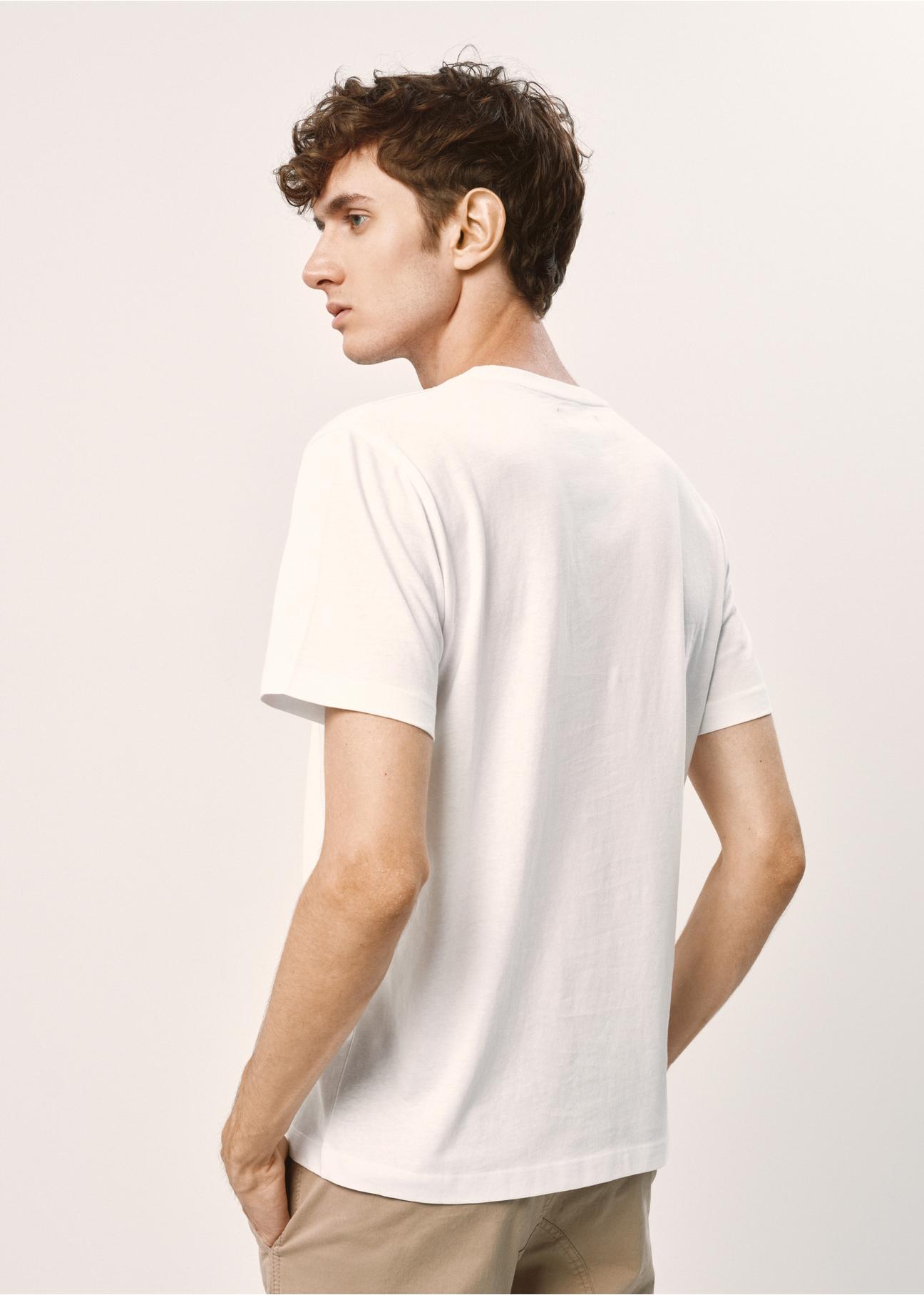 Biały basic T-shirt męski TSHMT-0097-11(W24)