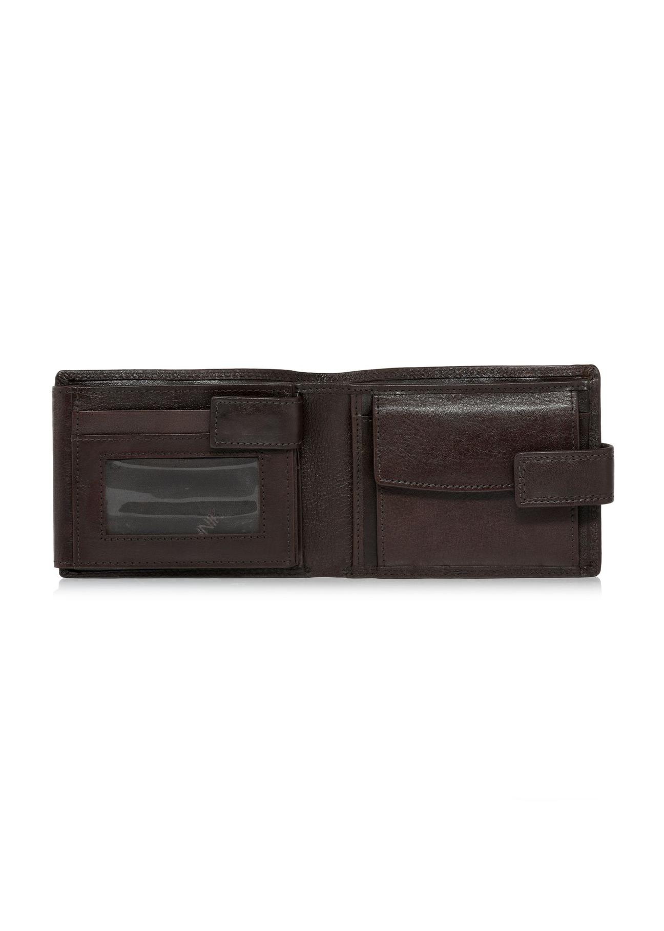 Skórzany zapinany brązowy portfel męski PORMS-0606-89(W24)