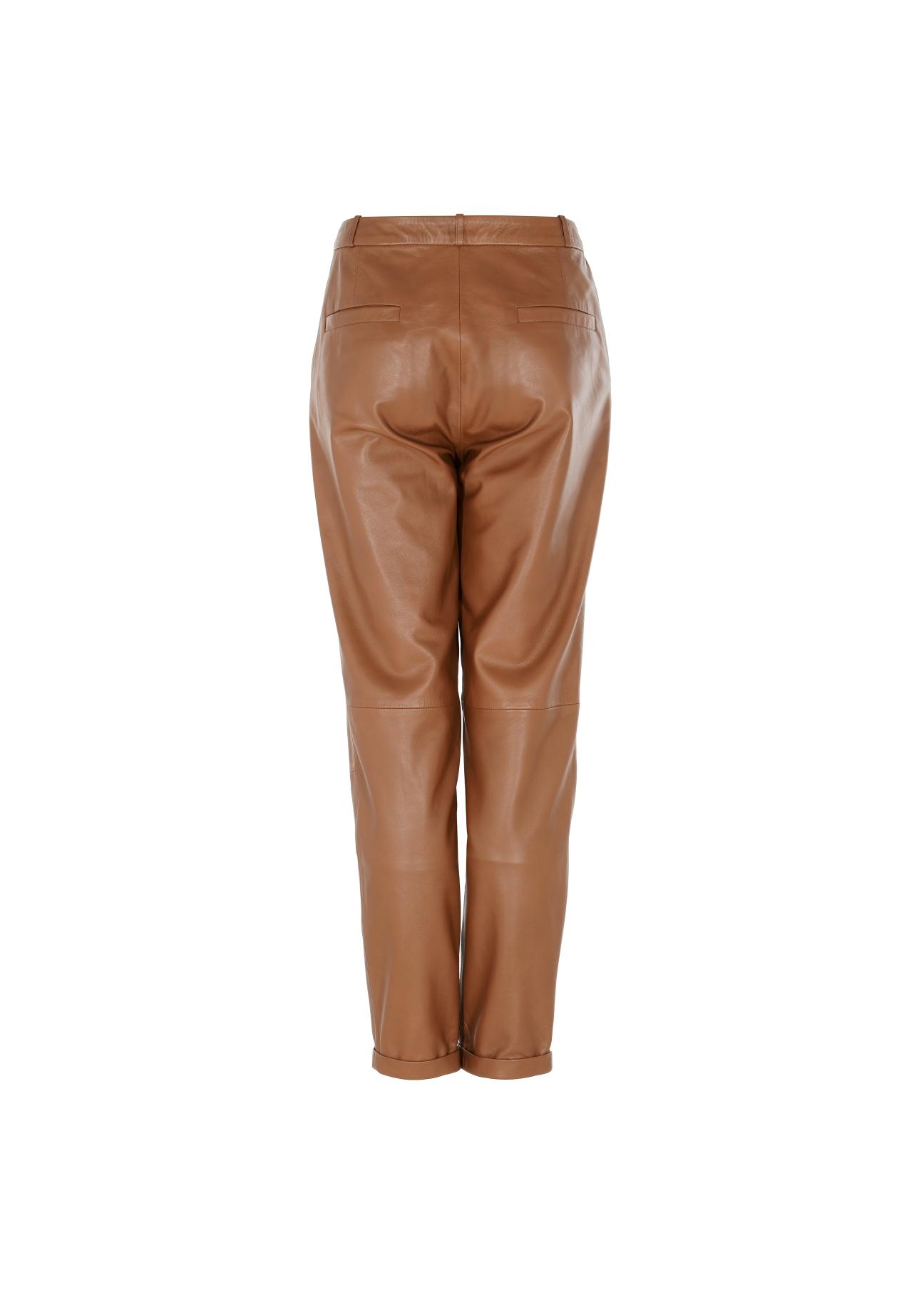 Spodnie skórzane karmelowe damskie SPODS-0022-1103(W22)