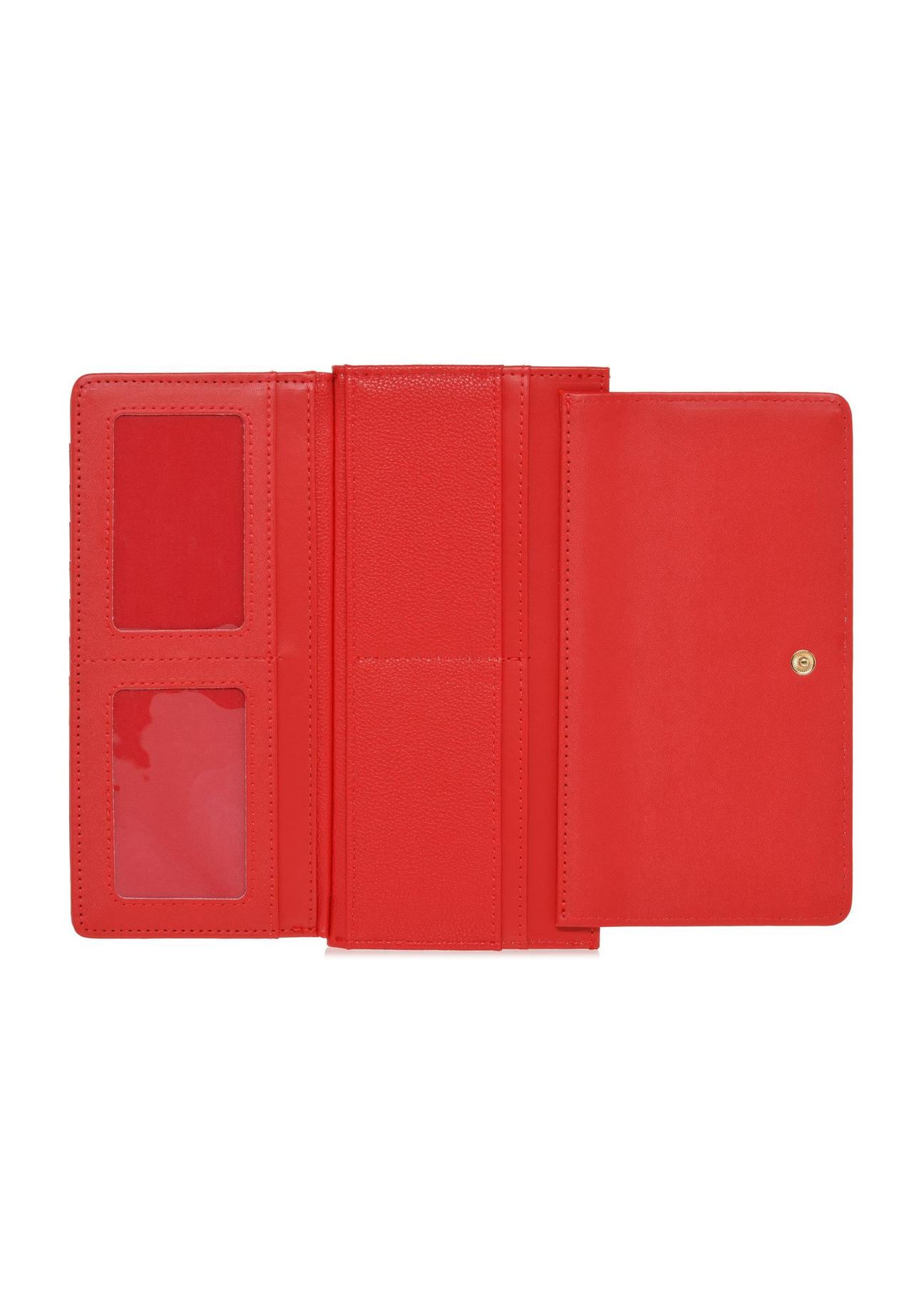 Duży czerwony portfel damski z logo POREC-0369-42(W24)