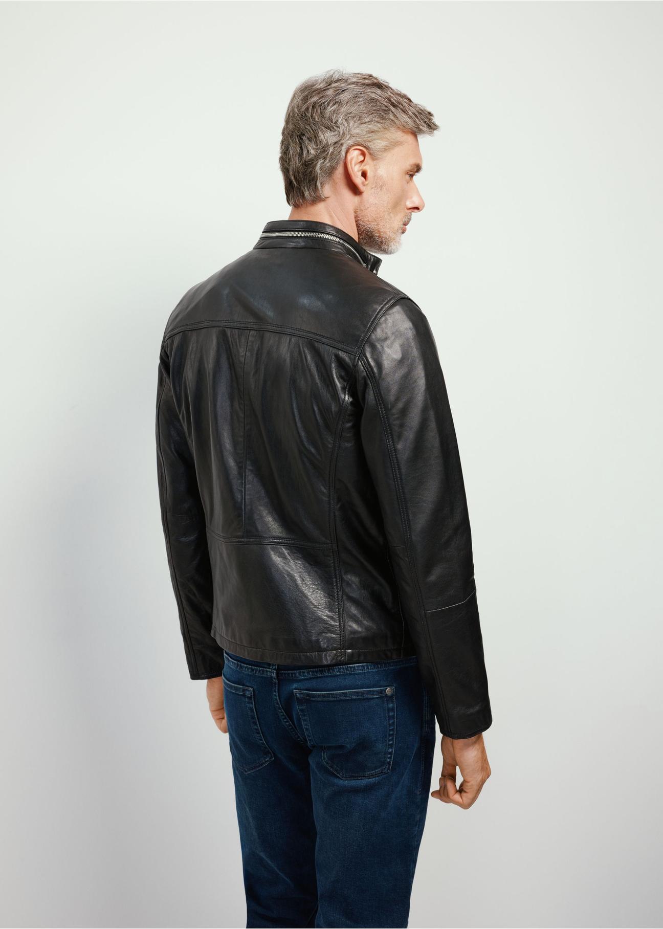 Men's leather jacket with stand-up collar KURMS-0261-5491(KS)