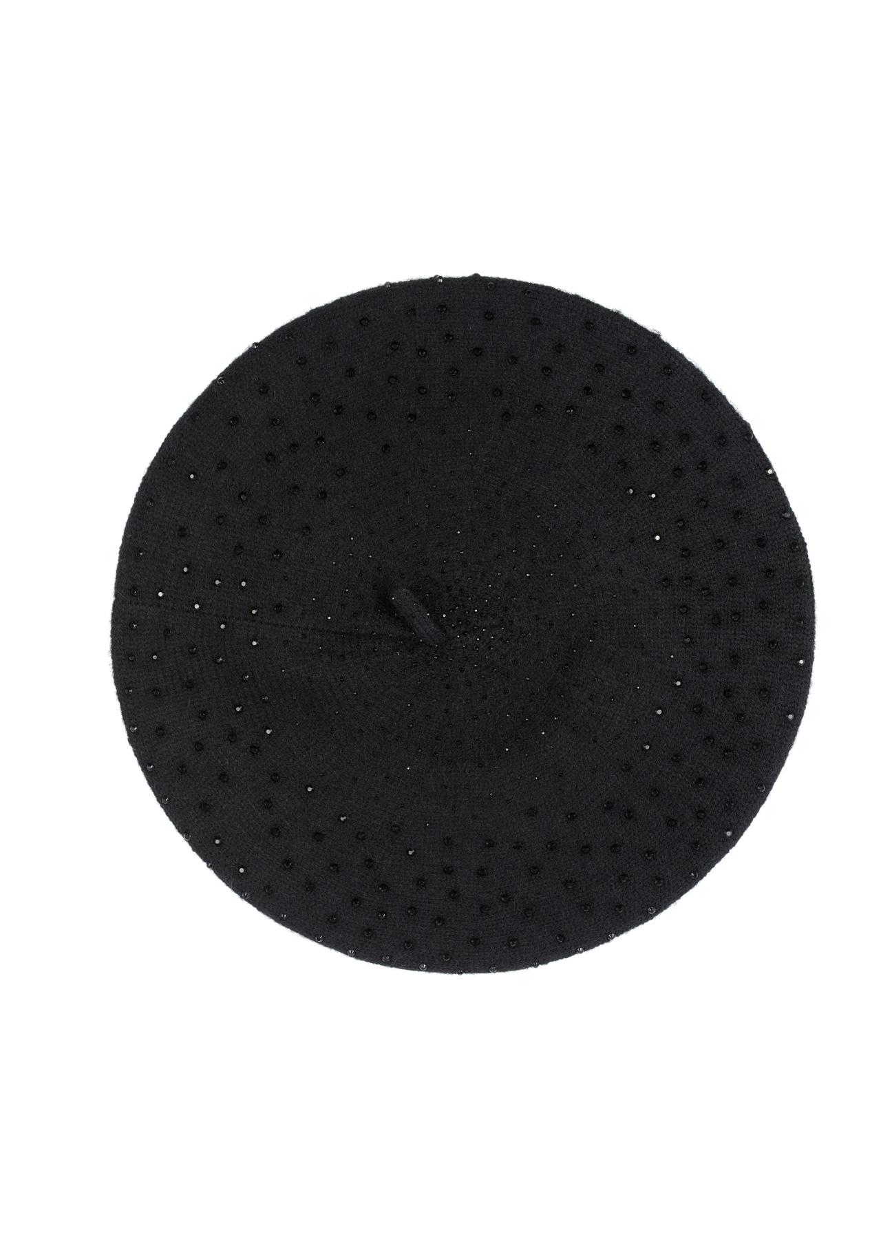 Czarny beret zimowy damski CZADT-0167-99(Z23)