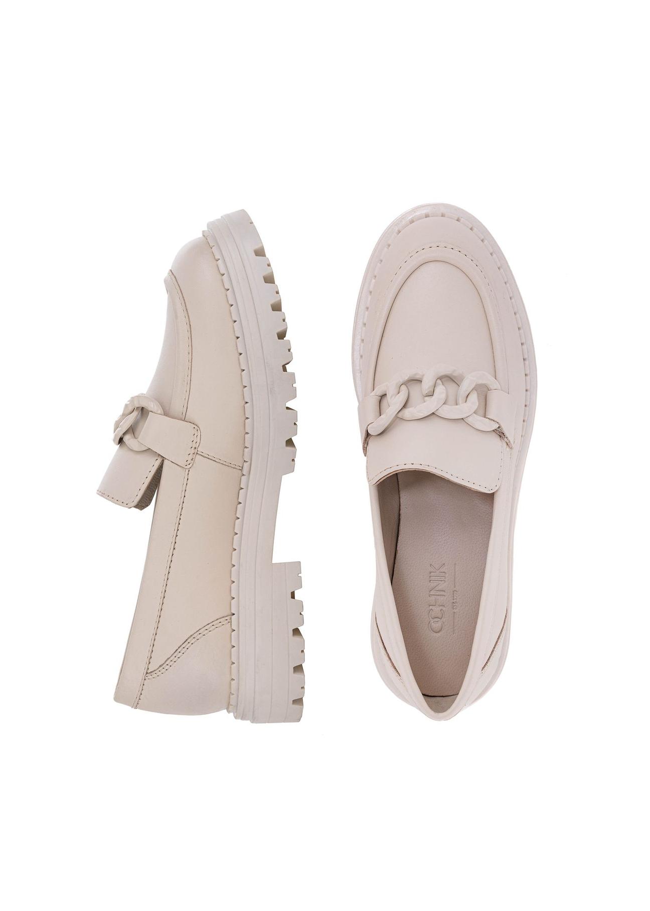 Beige leather women's moccasins BUTYD-1107-80(Z24)-06