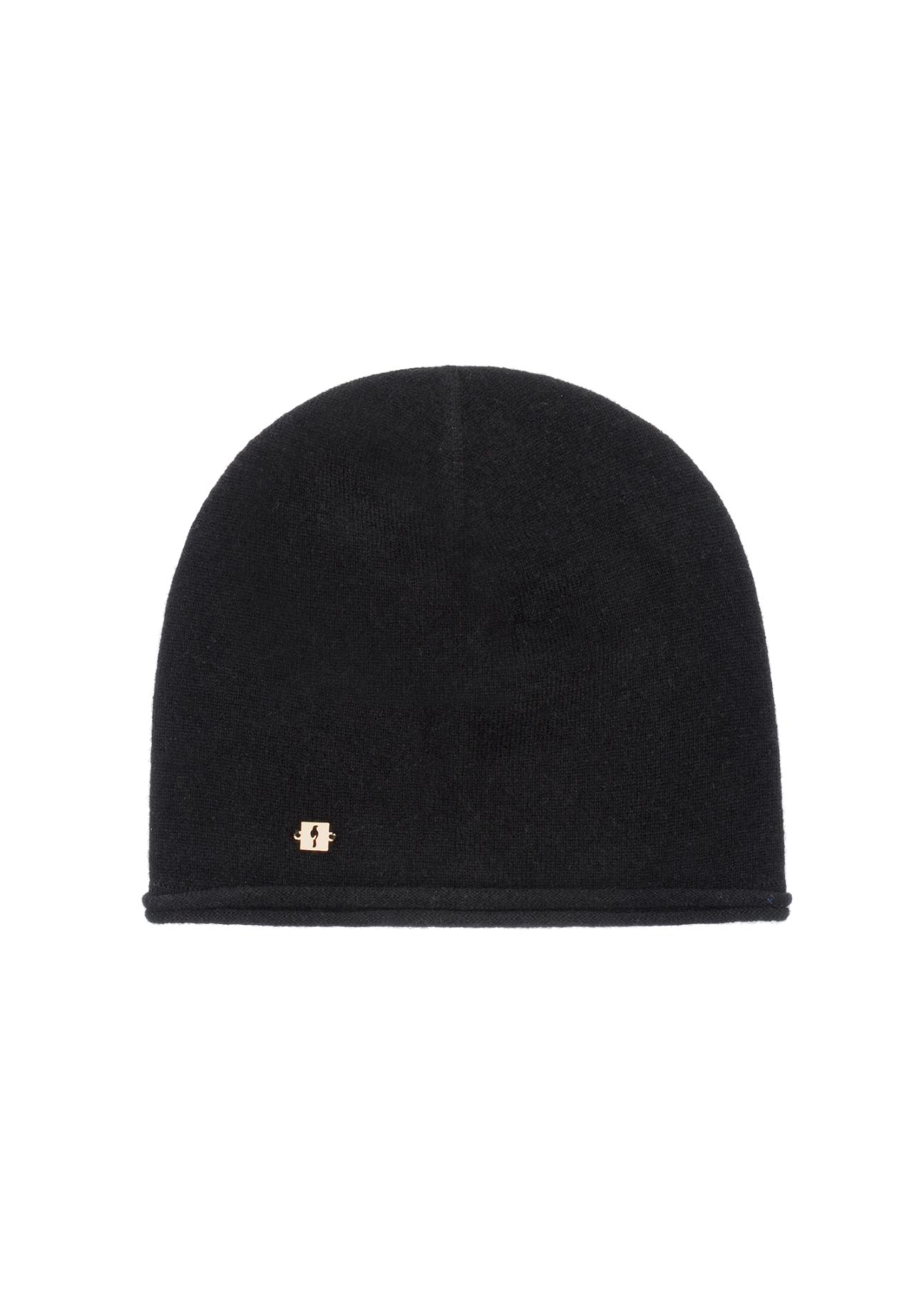 Czarna klasyczna czapka damska CZADT-0043-99(Z23)