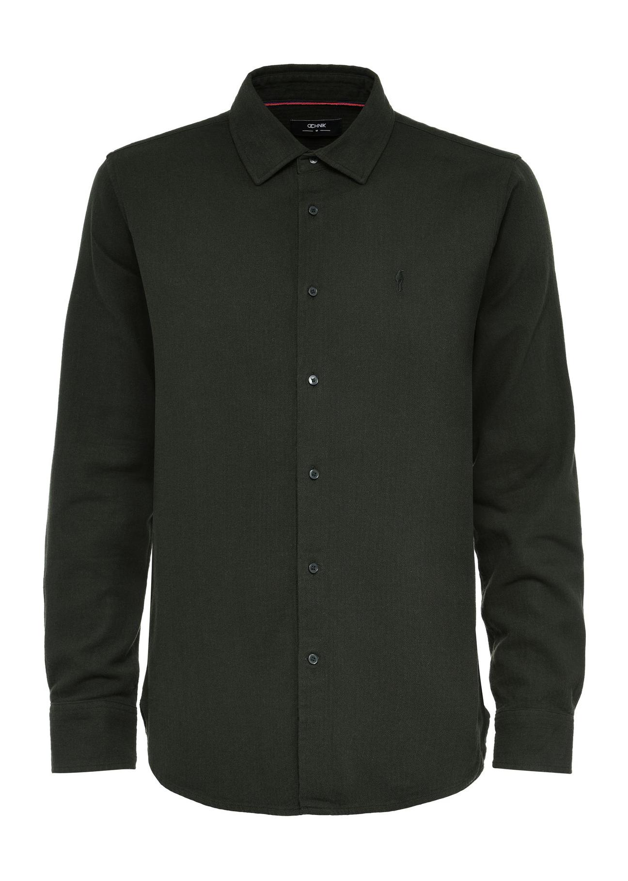 Dark green men's cotton shirt KOSMT-0330-54(Z24)-04