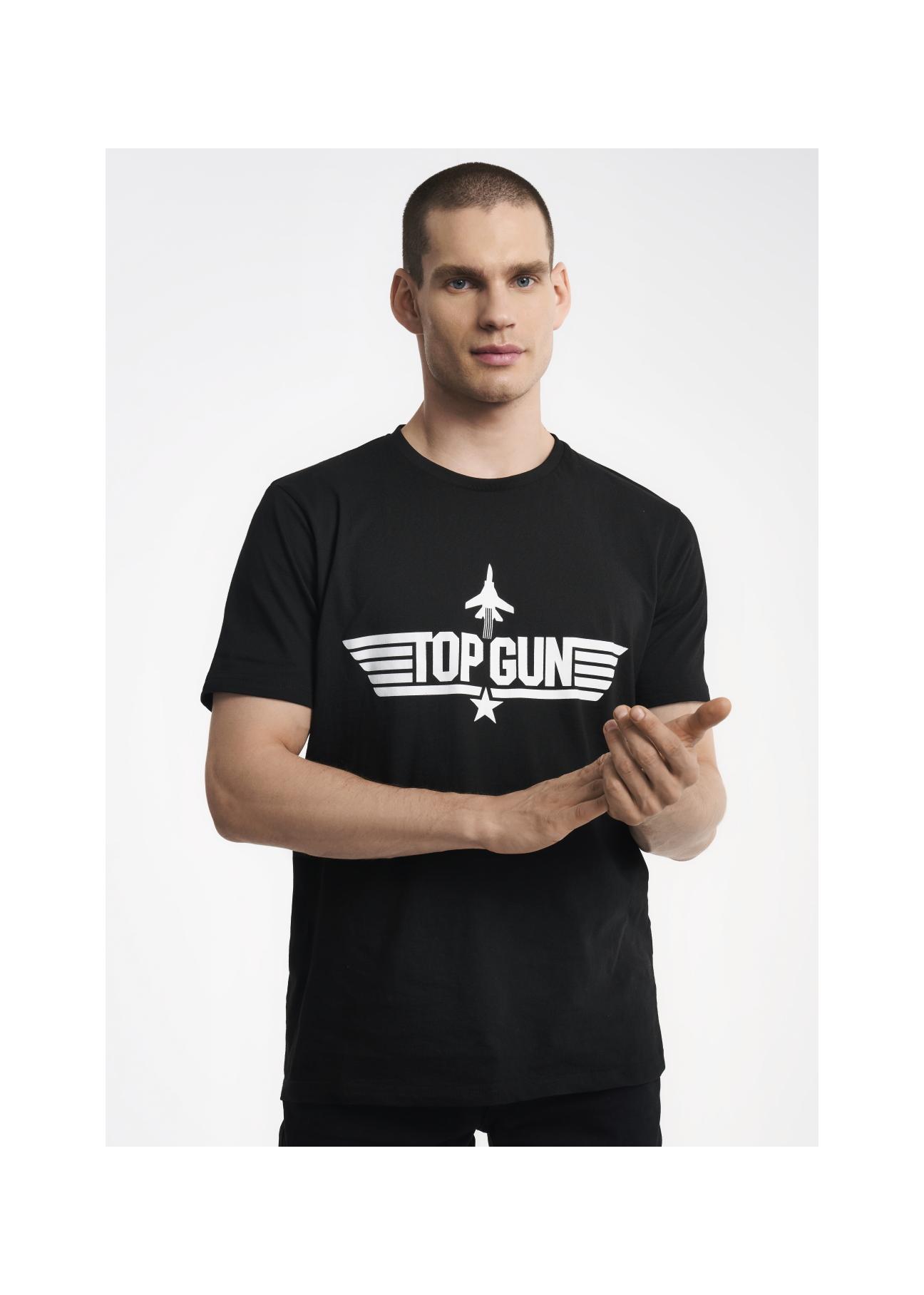 Czarny T-shirt męski TOP GUN TSHMT-0084-99(Z23)-01