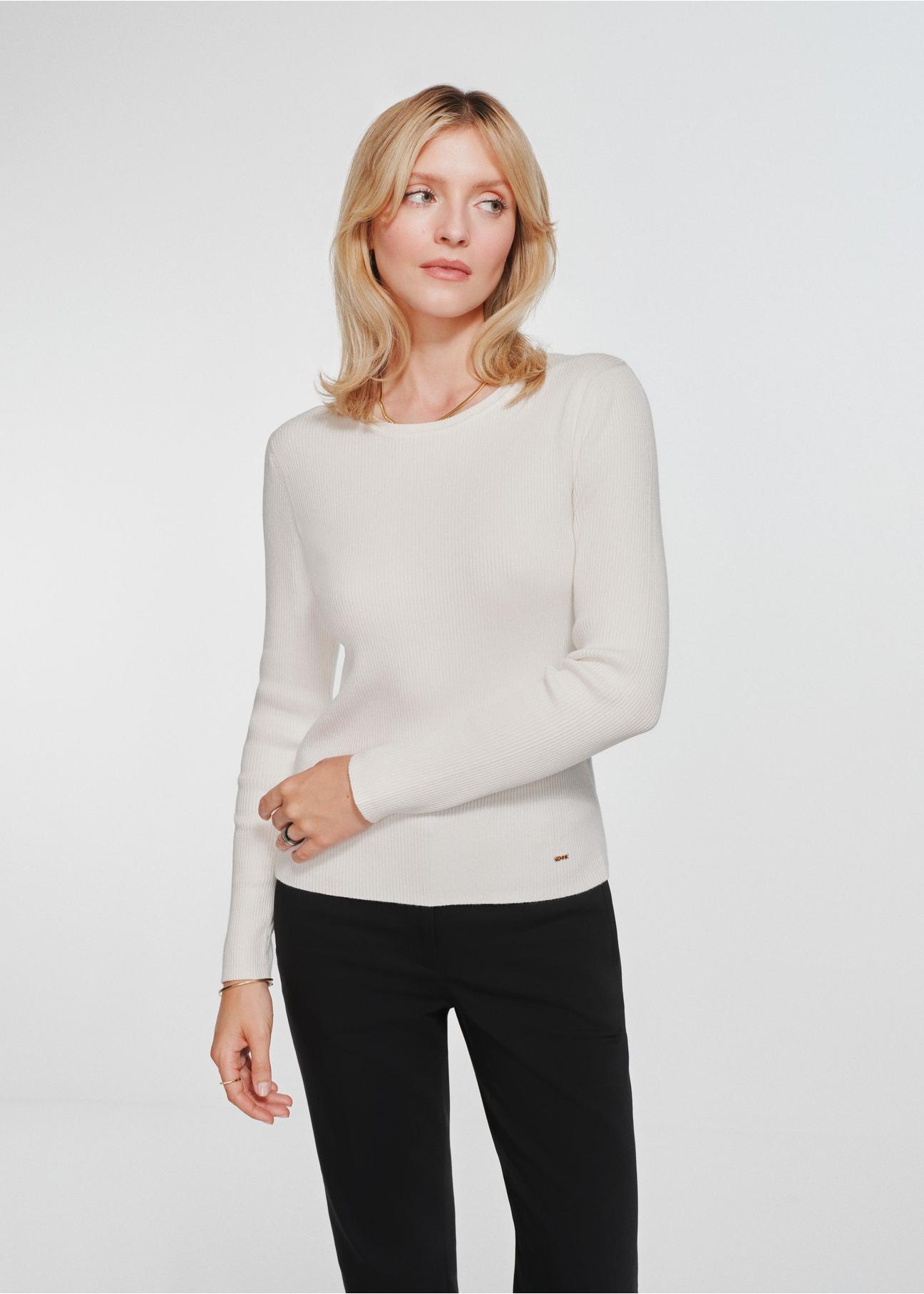 Prążkowany longsleeve damski LSLDT-0028-12(Z24)-01