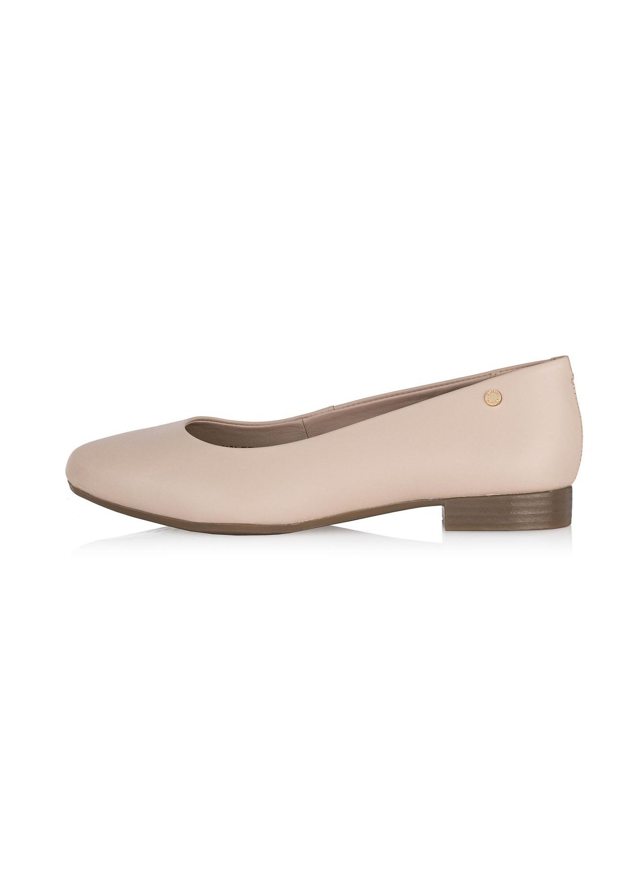 Beige leather women's ballerinas BUTYD-1049A-81(Z24)-05