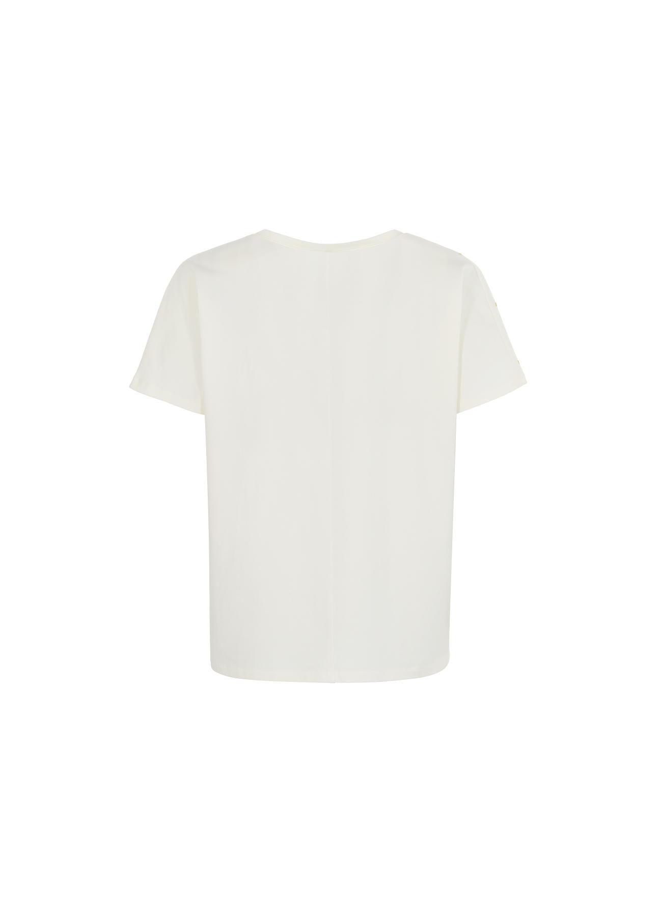 Mleczny T-shirt damski z aplikacją TSHDT-0092-12(W22)