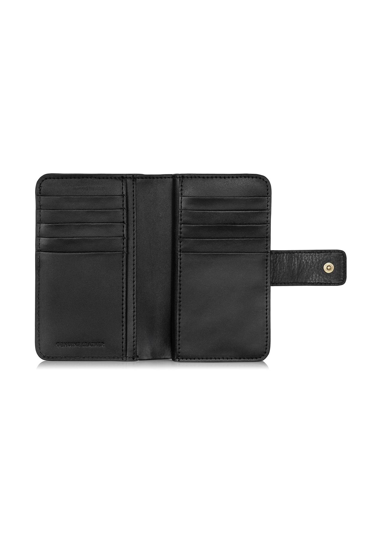 Czarny skórzany portfel damski z tłoczeniem PORES-0886-99(Z23)