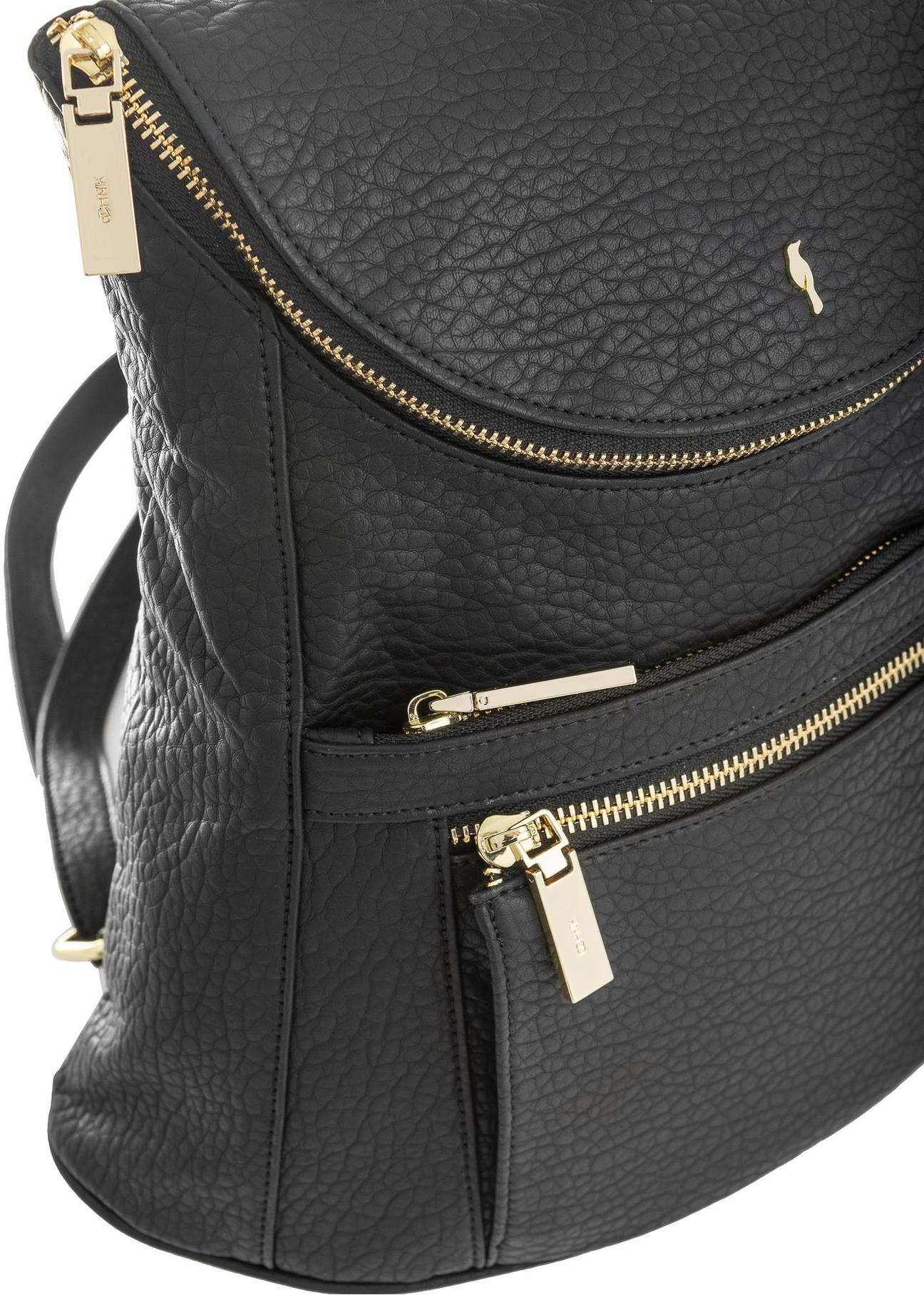 Black women's backpack with zippers TOREC-0846-99(Z23)-05