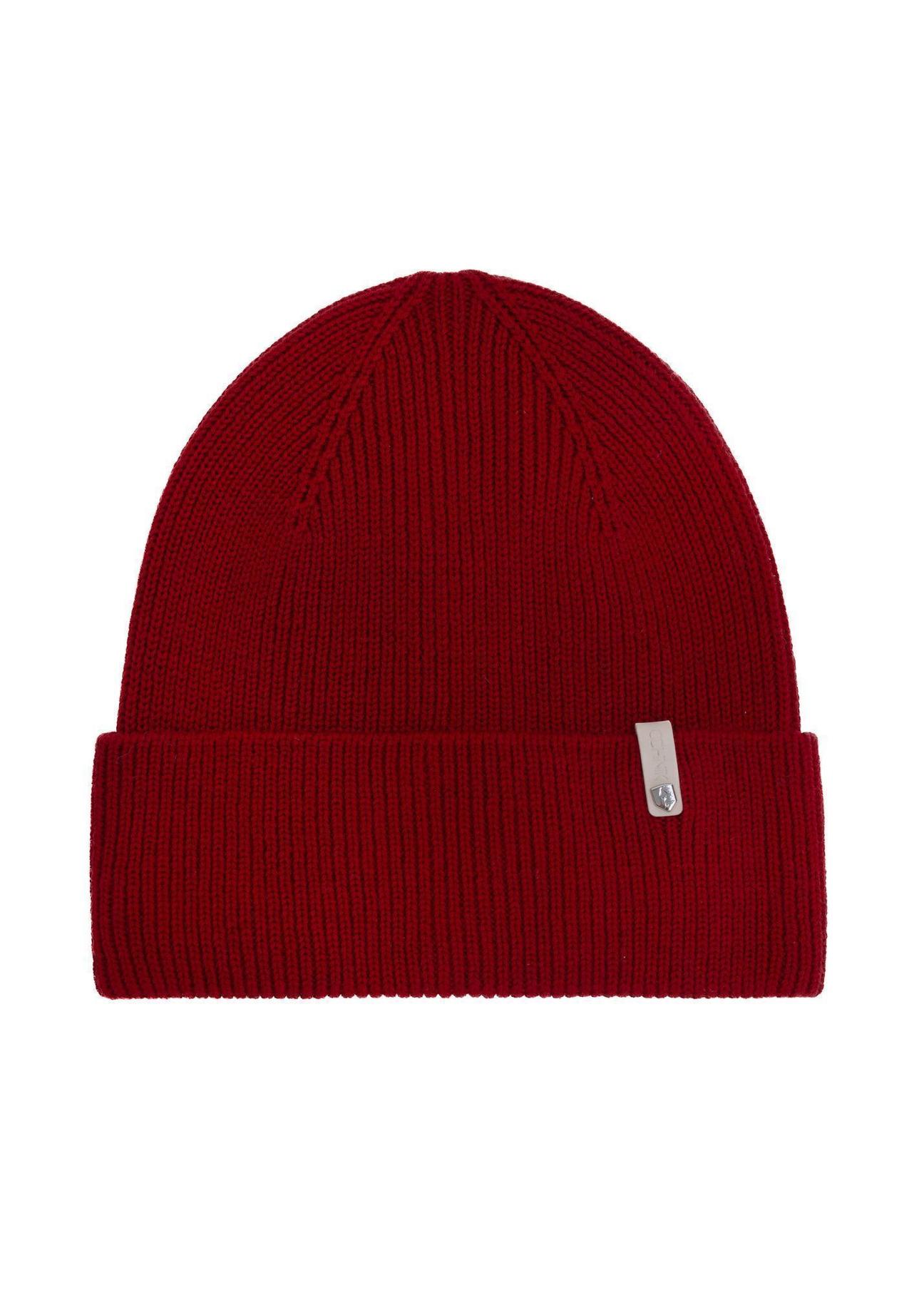 Red women's winter hat CZADT-0178-42(Z24)-01