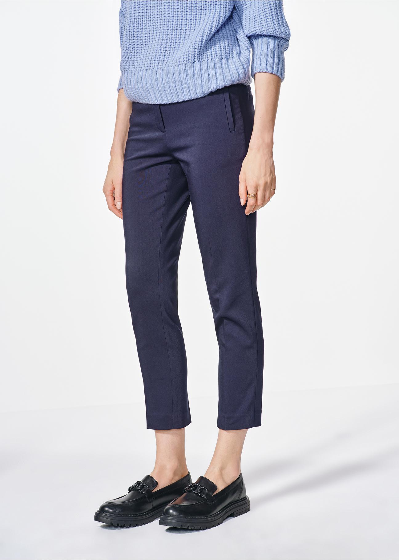 Navy blue women's trousers with a crease SPODT-0095-69(Z24) pic. 2