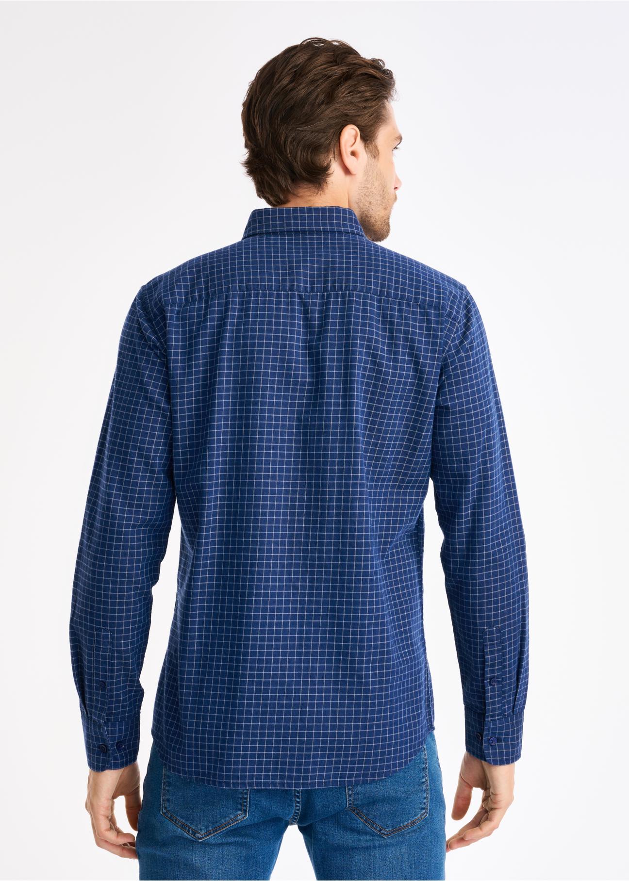 Granatowa koszula męska w kratkę KOSMT-0290-69(Z23)