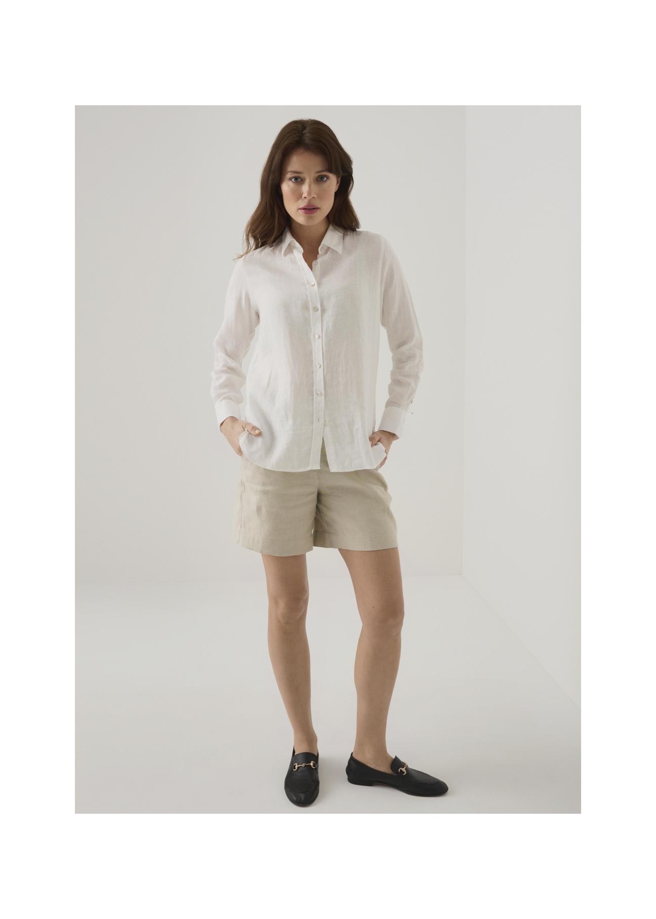 Lniana biała koszula damska KOSDT-0091-11(W22)-02