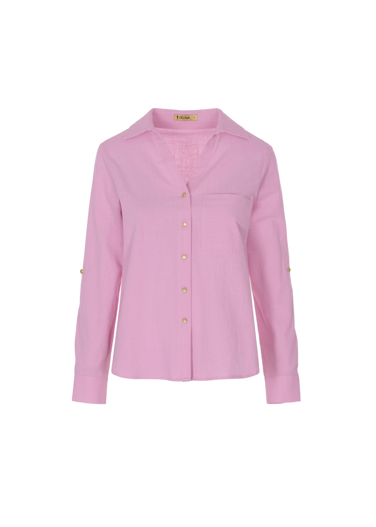 Różowa koszula bawełniana damska KOSDT-0092-34(W22)