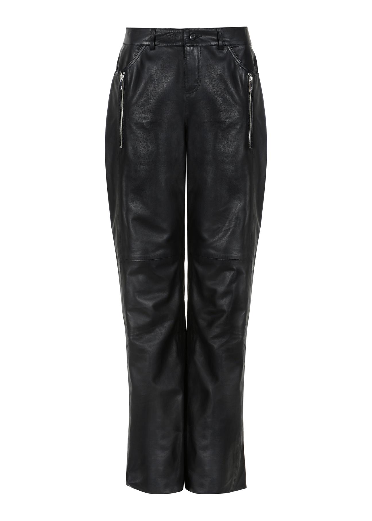 Czarne skórzane spodnie damskie SPODS-0036-5339(Z23)