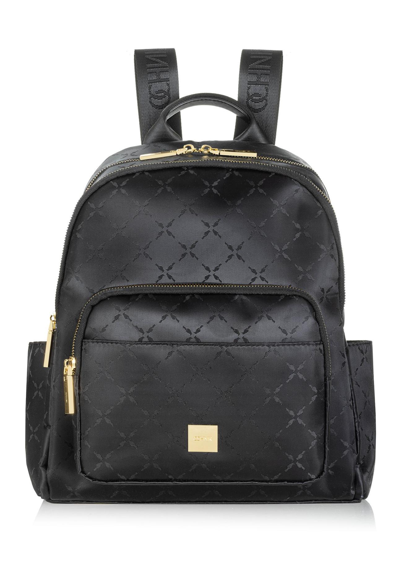 Black women's backpack with monogram TOREN-0255A-99(Z24)-01